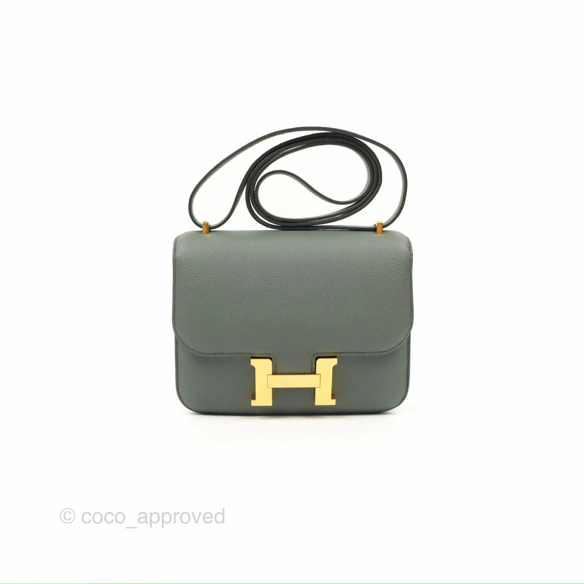 Herms Constance Mini 18cm Vert Amande Epsom Gold Hardware