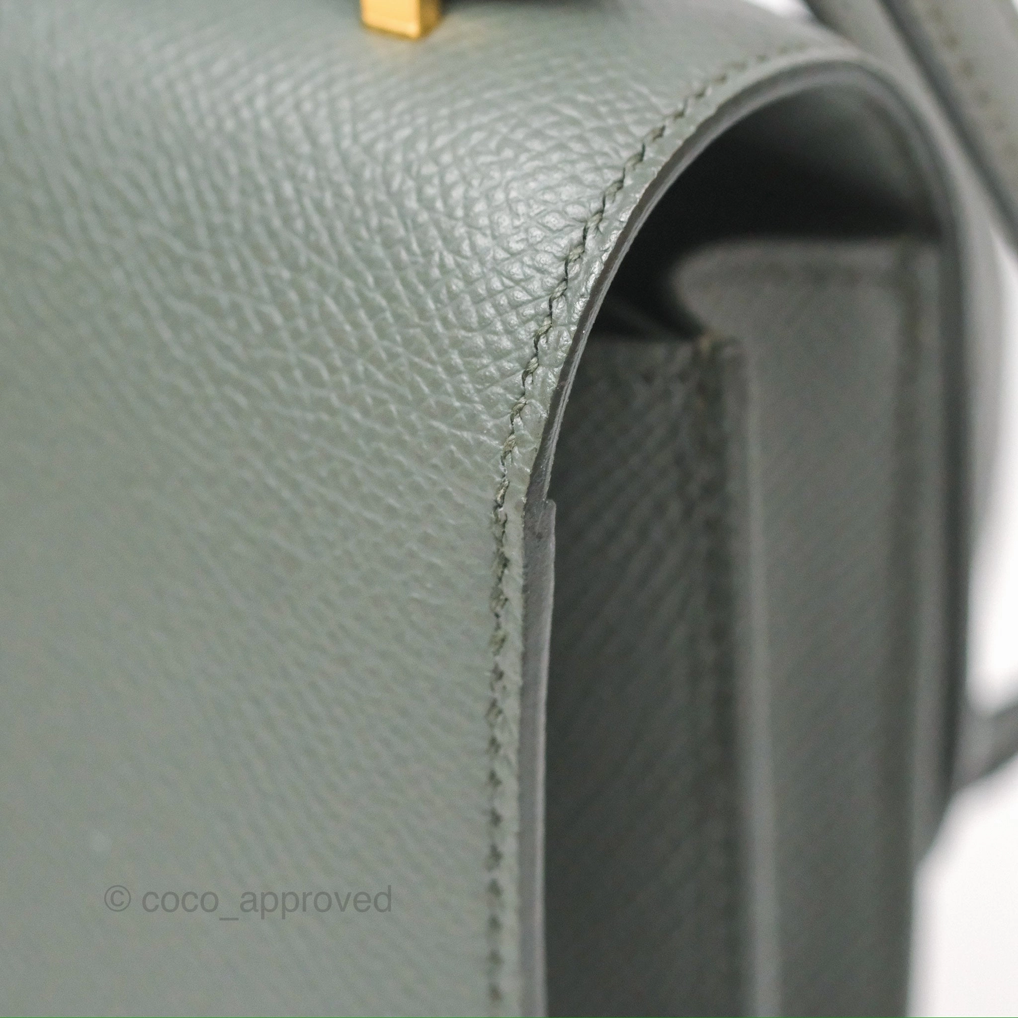 Herms Constance Mini 18cm Vert Amande Epsom Gold Hardware