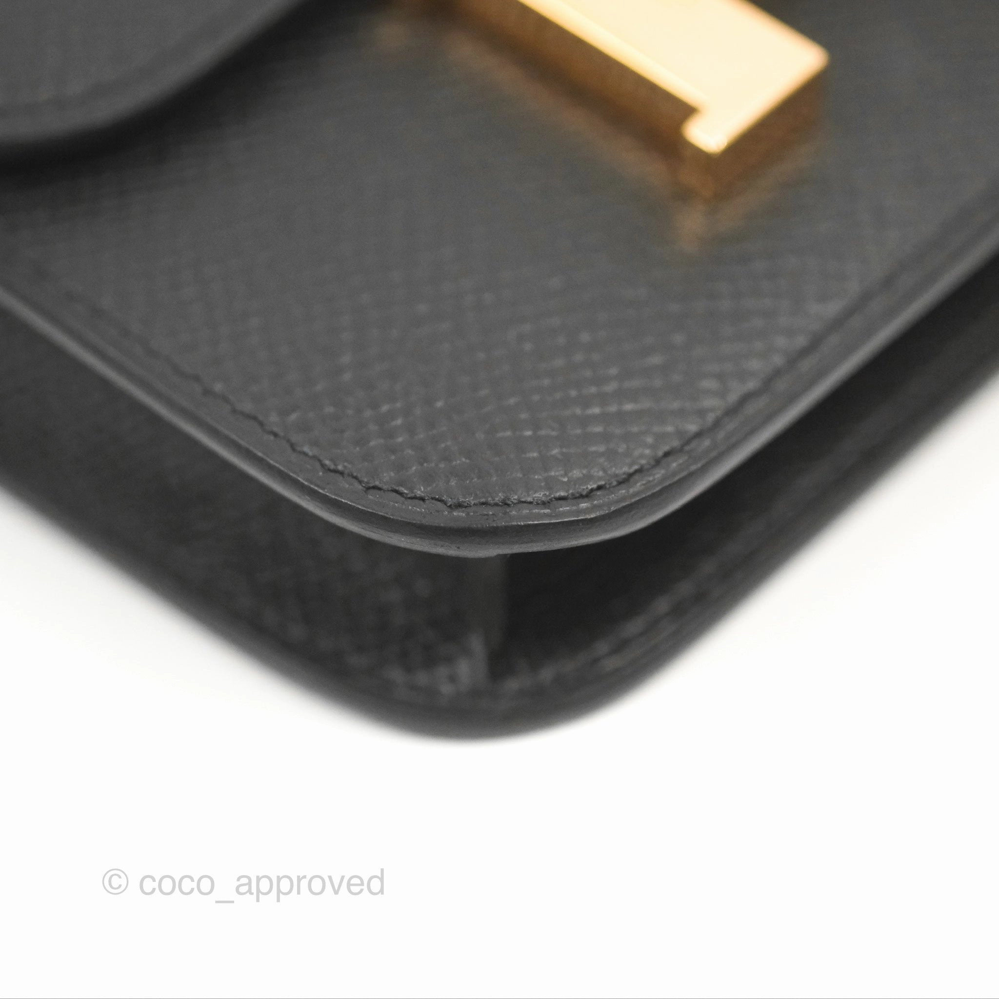 Herms Constance Slim Wallet Black Epsom Rose Gold Hardware