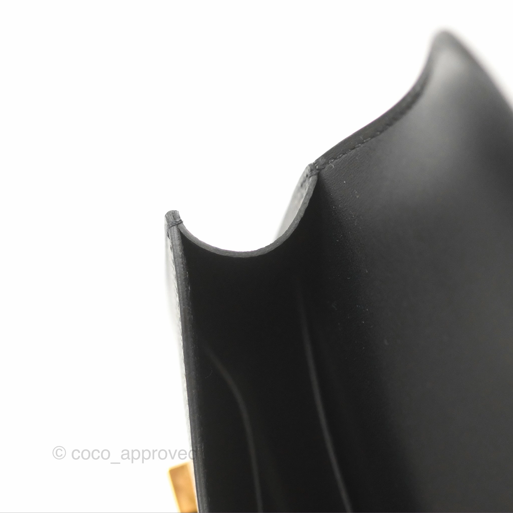Herms Constance Slim Wallet Black Epsom Rose Gold Hardware