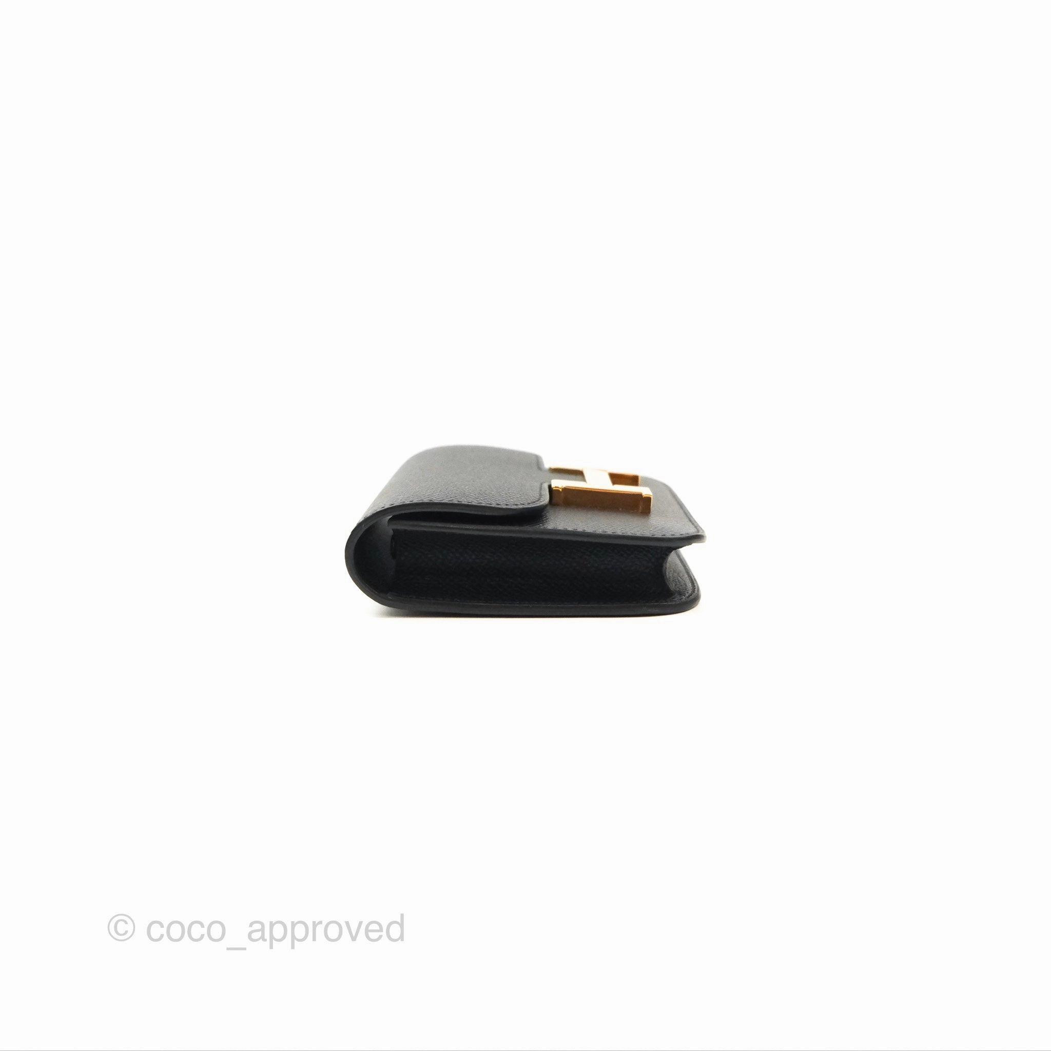Herms Constance Slim Wallet Black Epsom Rose Gold Hardware