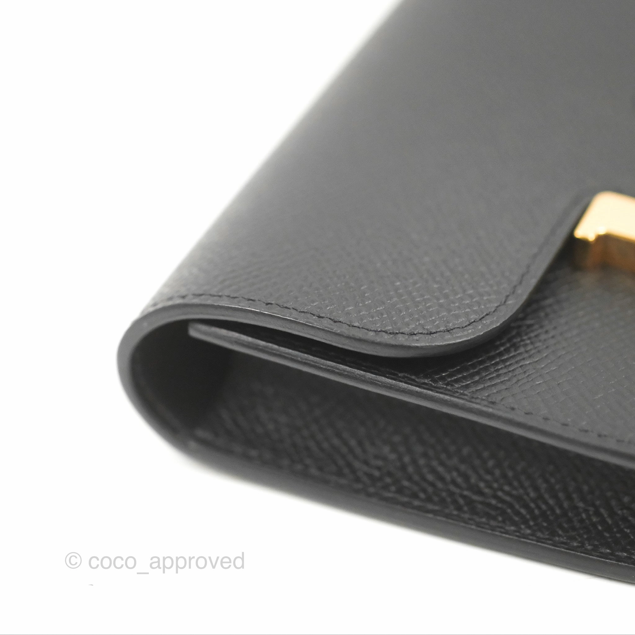 Herms Constance Slim Wallet Black Epsom Rose Gold Hardware
