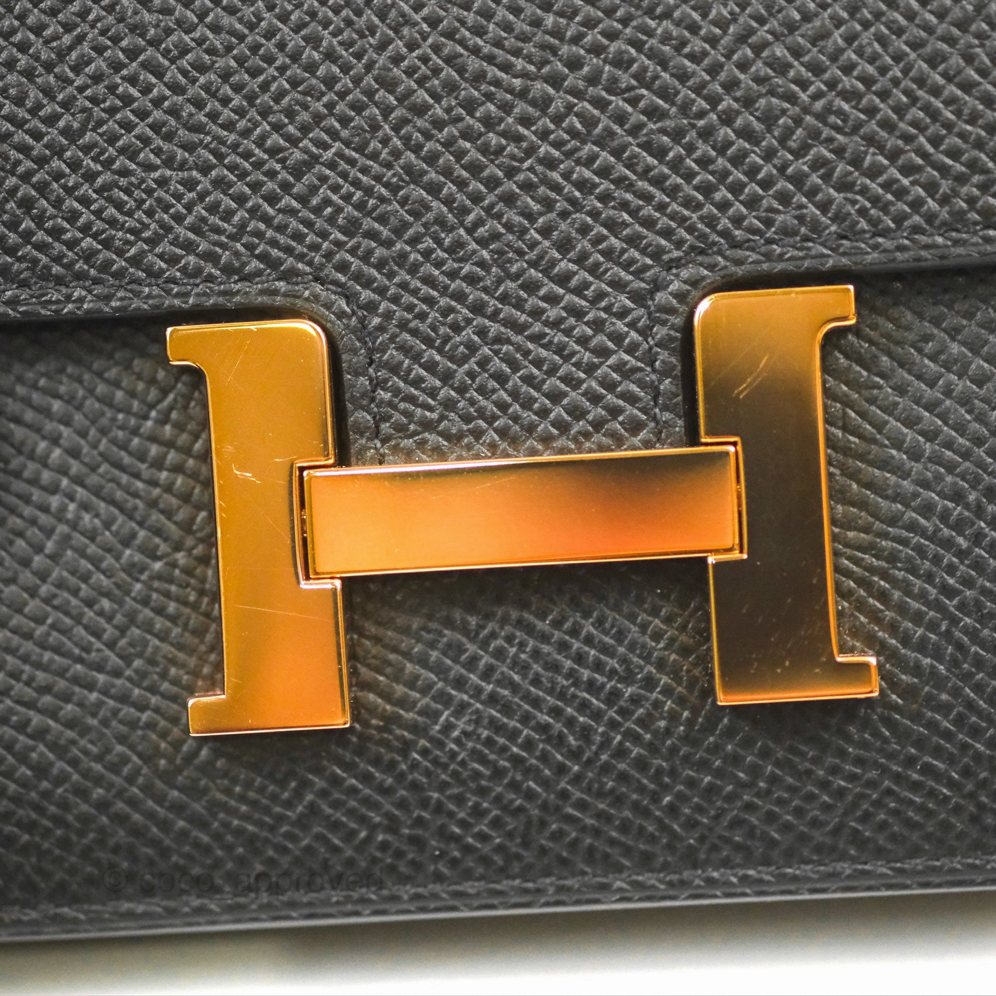 Herms Constance Slim Wallet Black Epsom Rose Gold Hardware