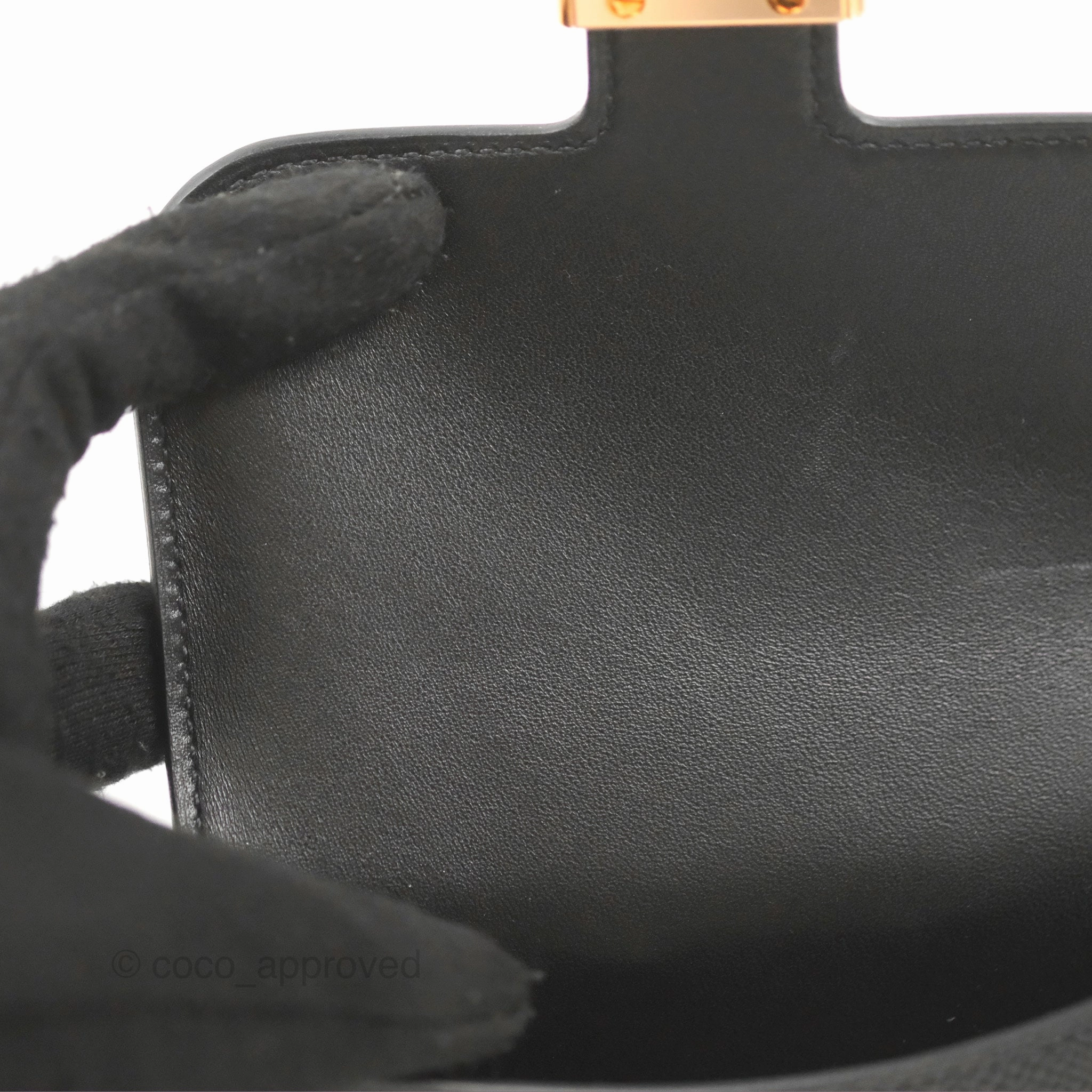 Herms Constance Slim Wallet Black Epsom Rose Gold Hardware