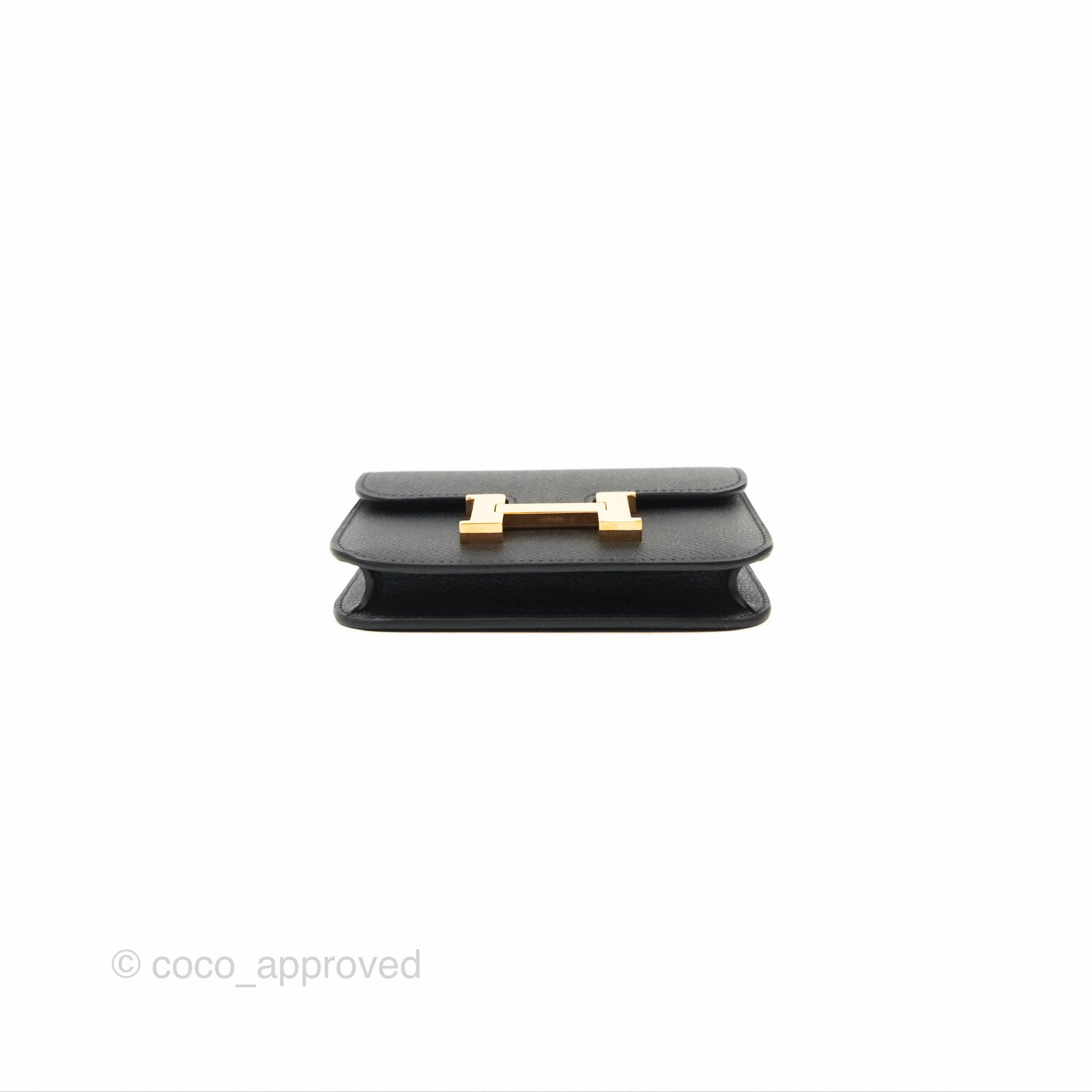 Herms Constance Slim Wallet Black Epsom Rose Gold Hardware