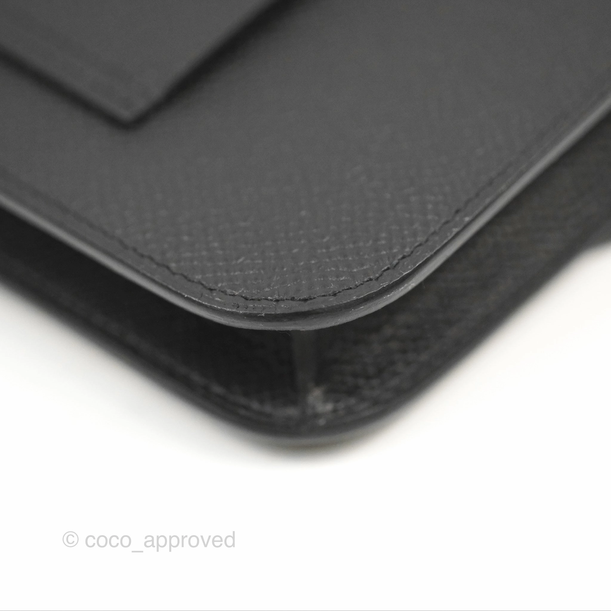 Herms Constance Slim Wallet Black Epsom Rose Gold Hardware