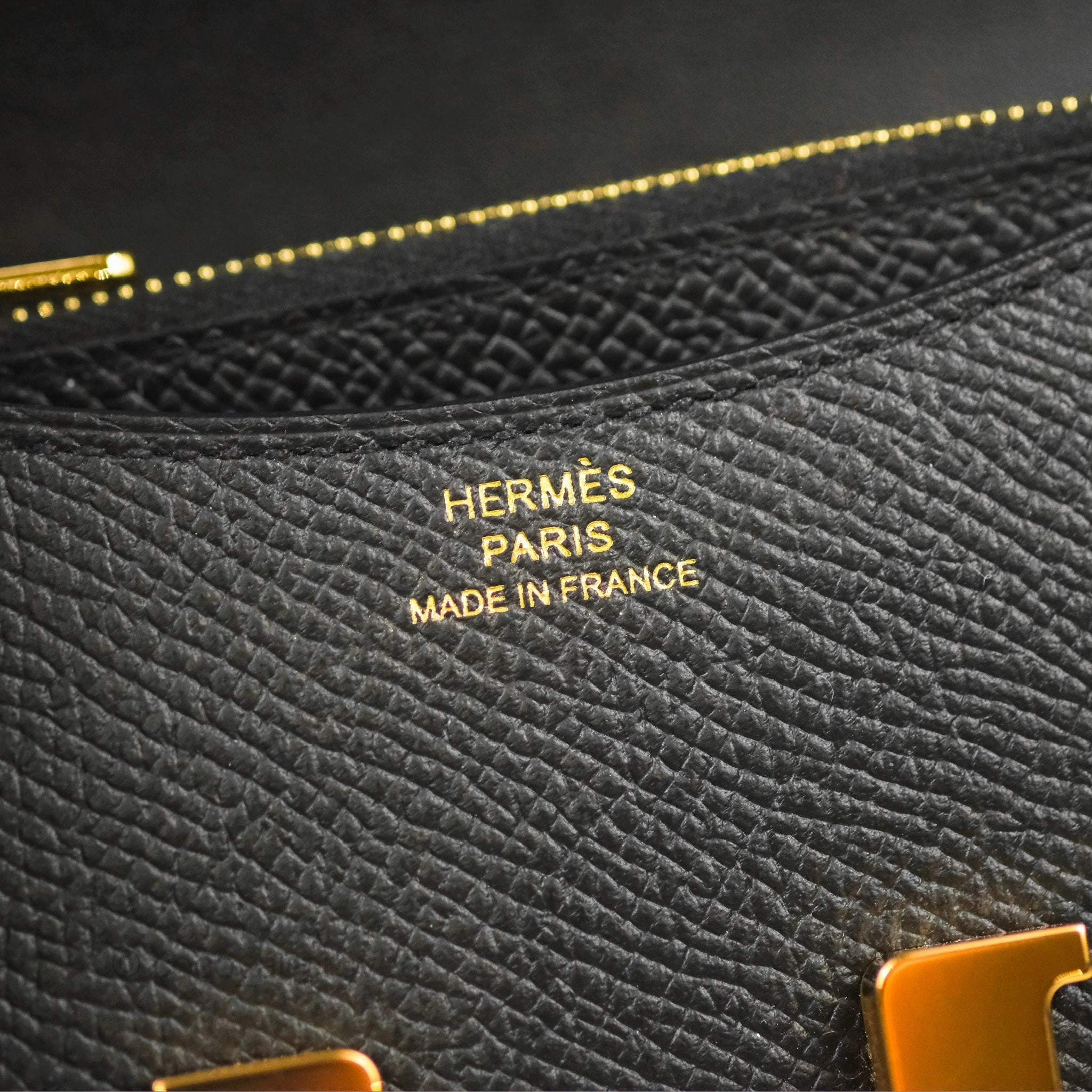 Herms Constance Slim Wallet Black Epsom Rose Gold Hardware