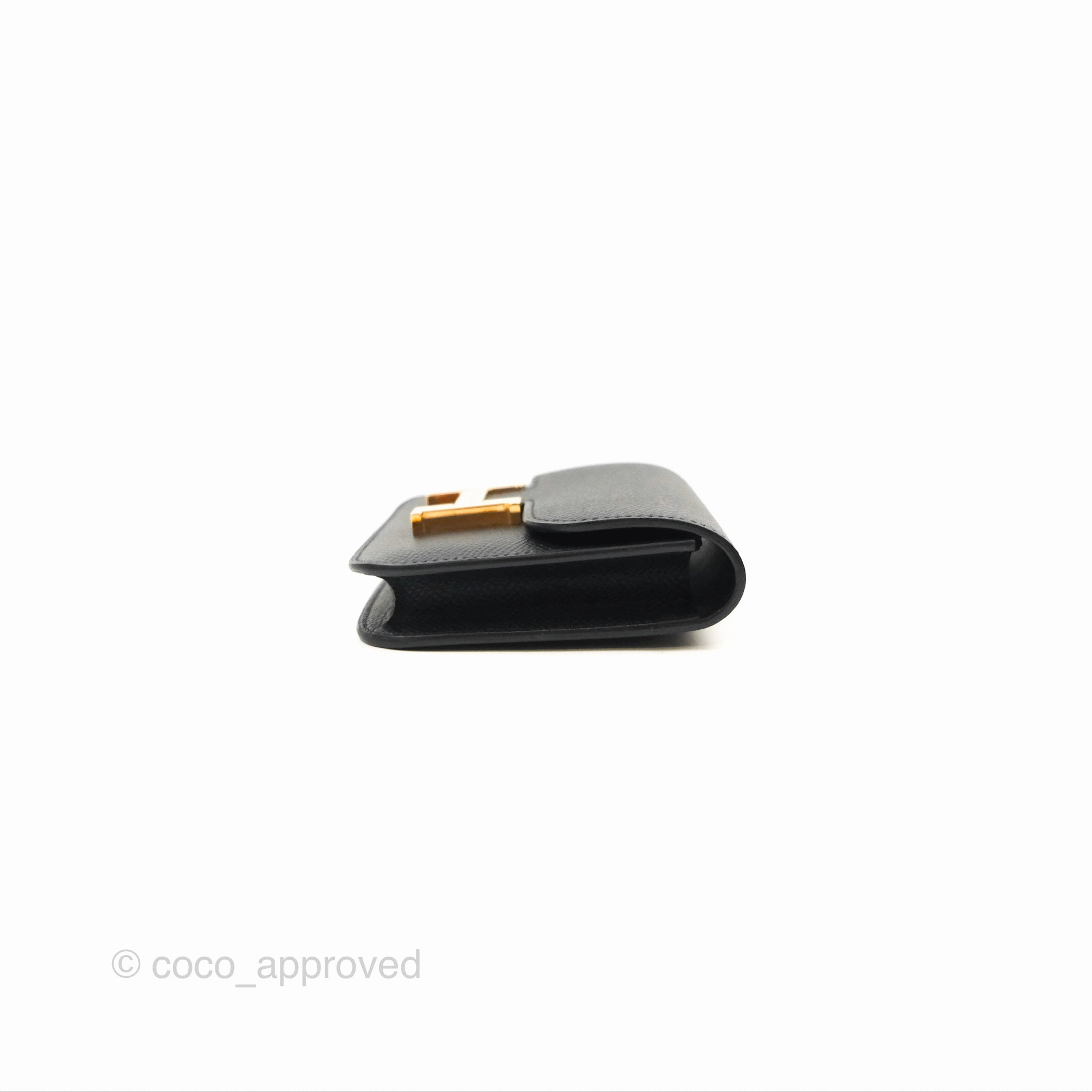 Herms Constance Slim Wallet Black Epsom Rose Gold Hardware