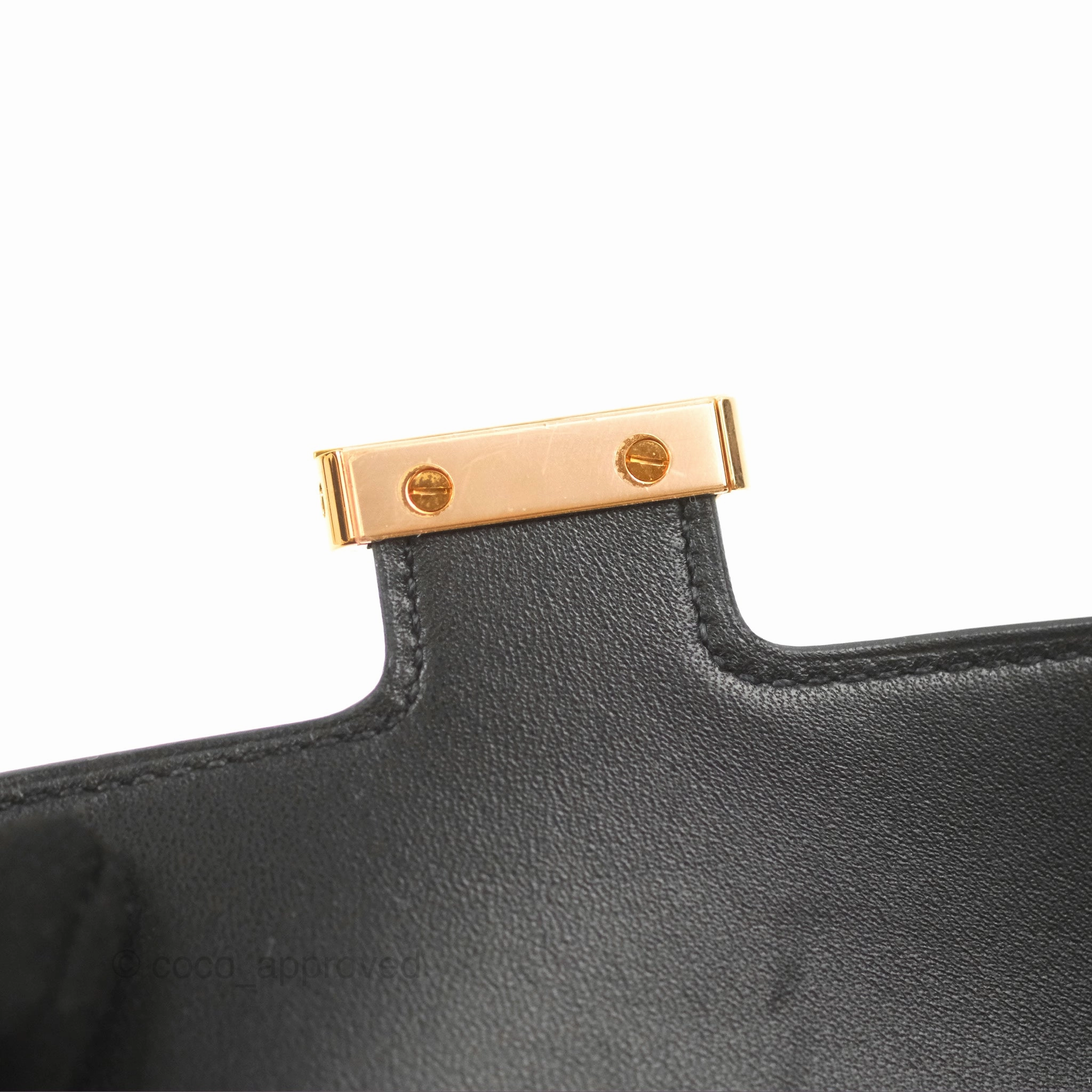 Herms Constance Slim Wallet Black Epsom Rose Gold Hardware