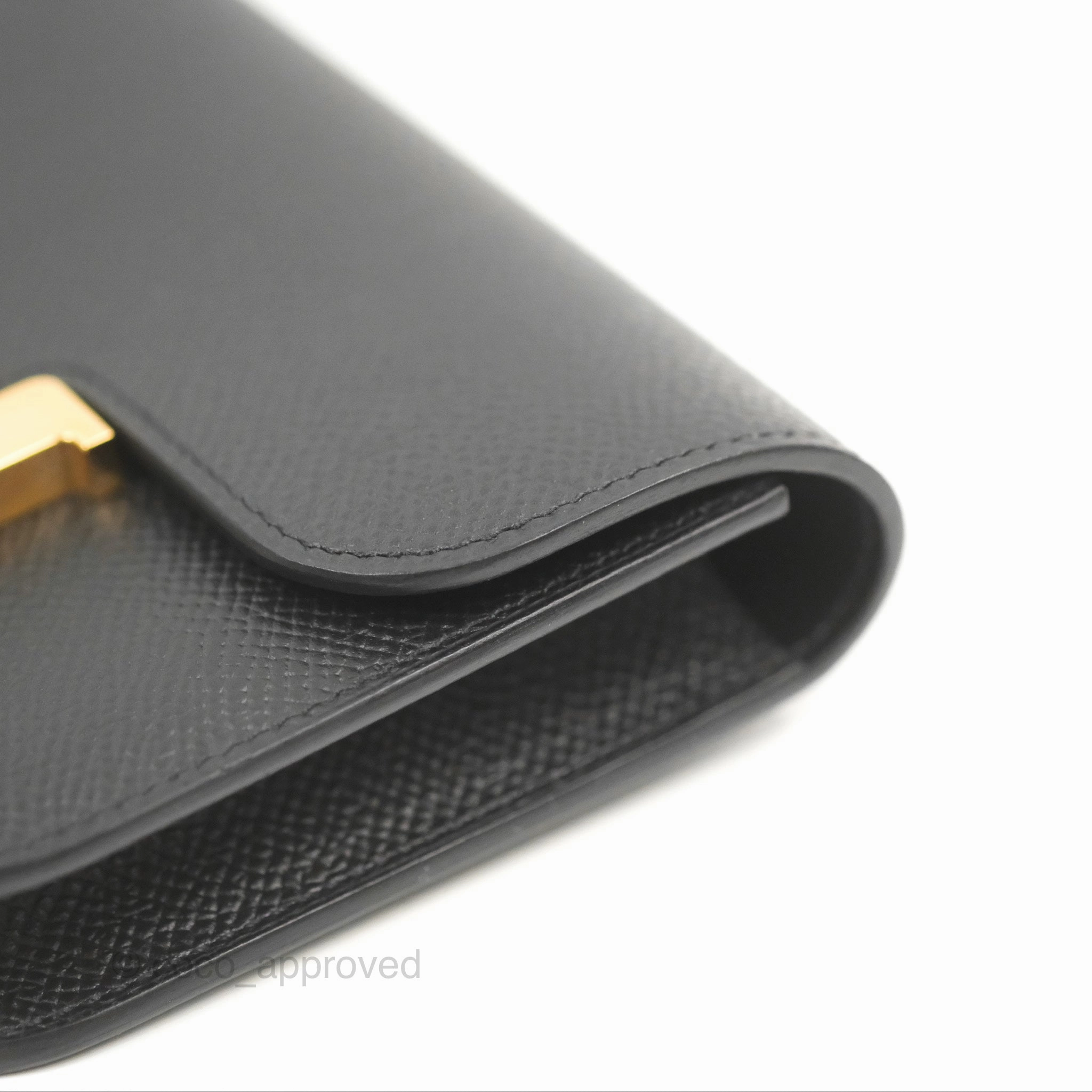 Herms Constance Slim Wallet Black Epsom Rose Gold Hardware