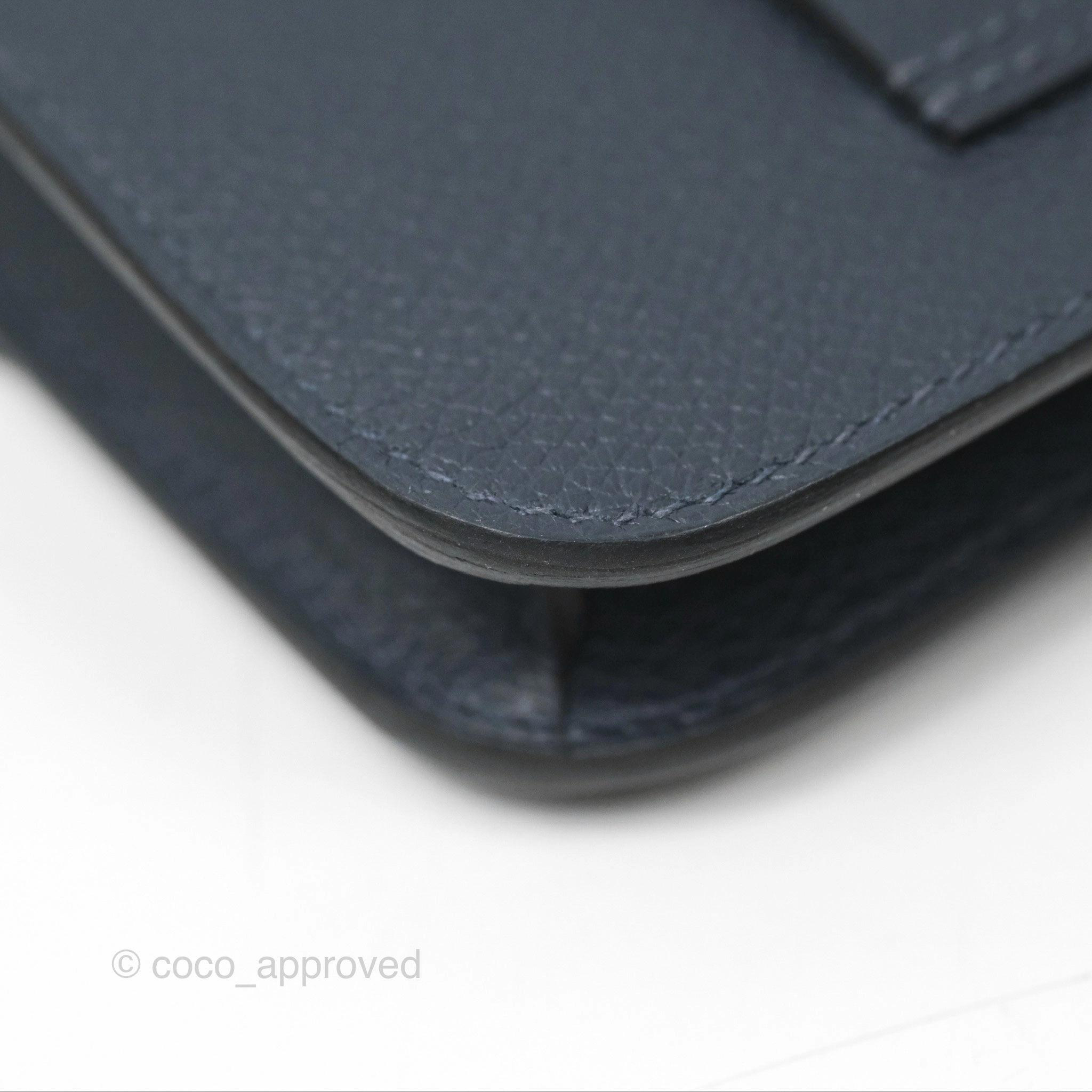 Herms Constance Slim Wallet Bleu Nuit 2Z Evercolor Palladium Hardware