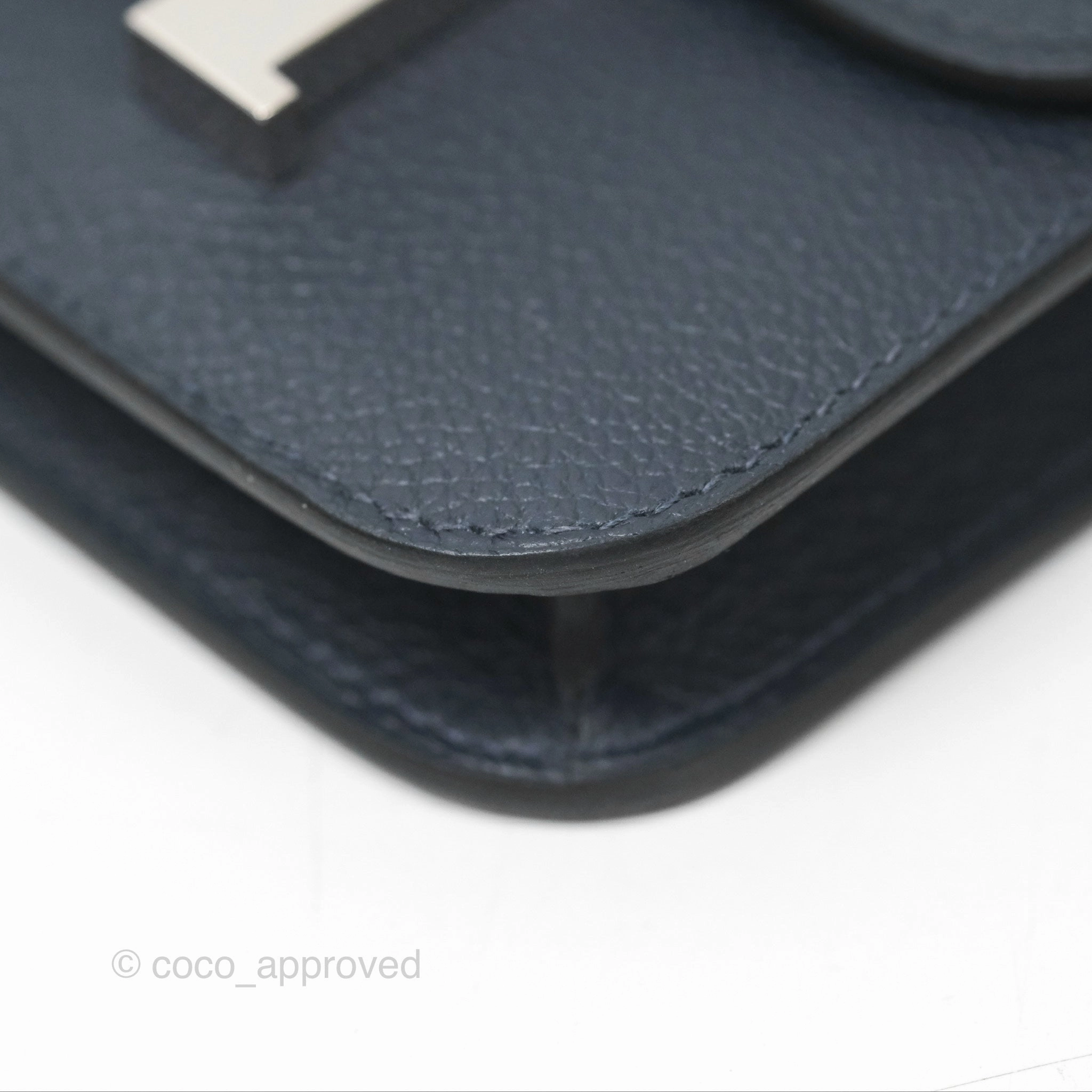 Herms Constance Slim Wallet Bleu Nuit 2Z Evercolor Palladium Hardware
