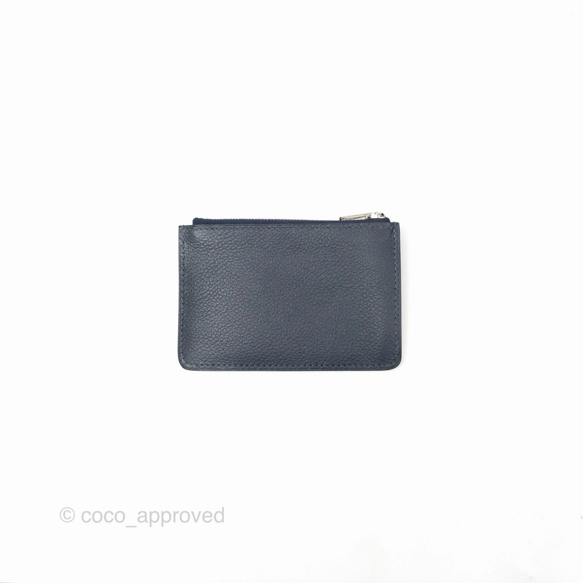 Herms Constance Slim Wallet Bleu Nuit 2Z Evercolor Palladium Hardware