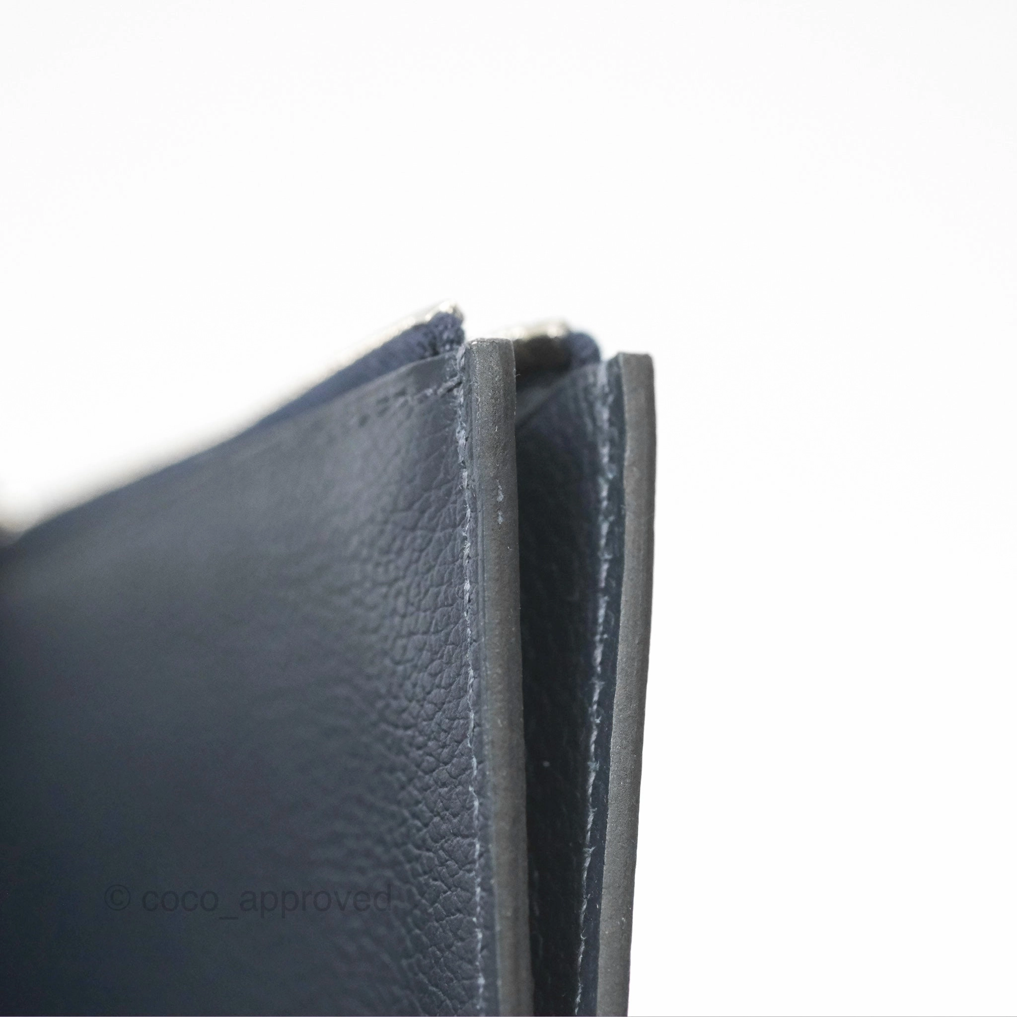 Herms Constance Slim Wallet Bleu Nuit 2Z Evercolor Palladium Hardware