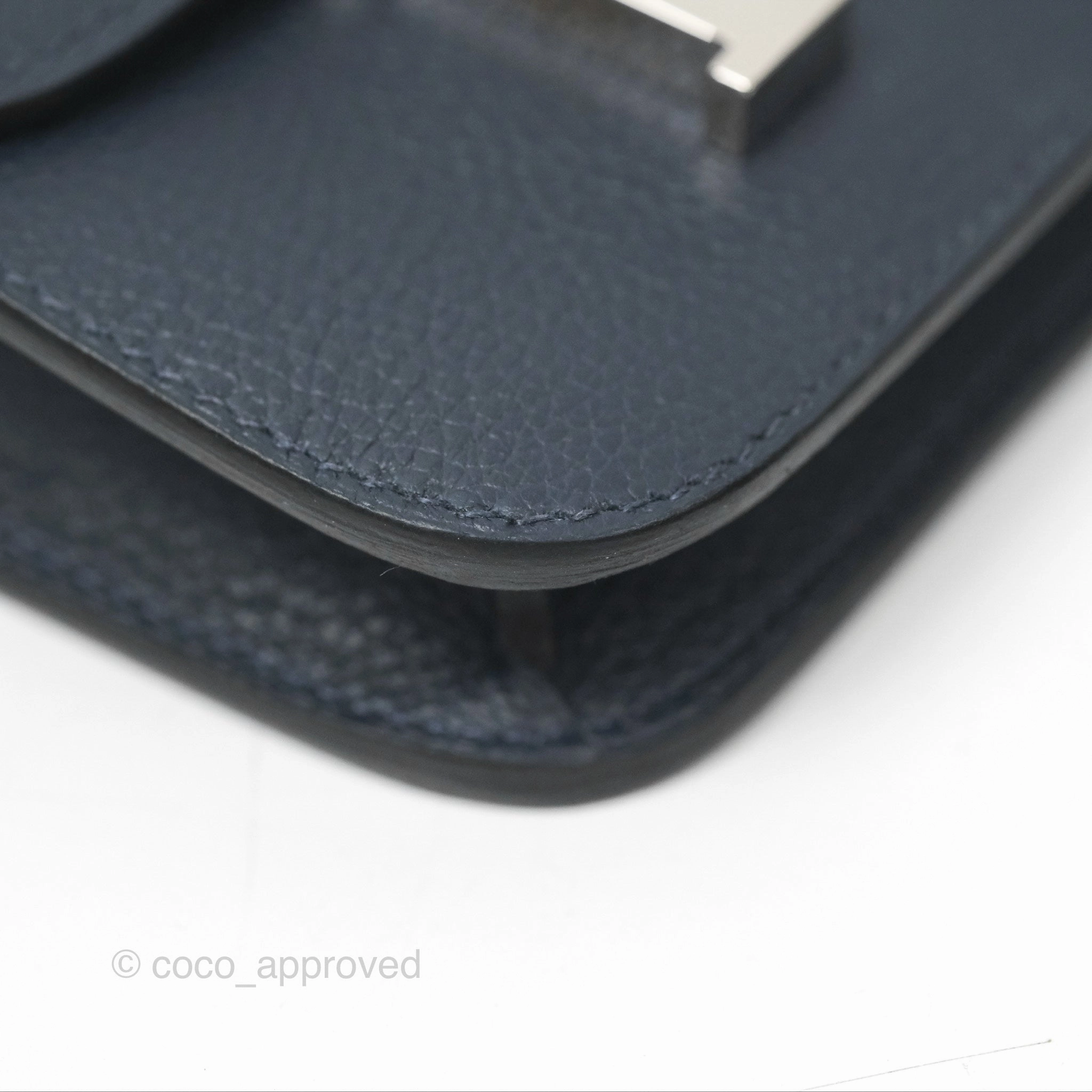 Herms Constance Slim Wallet Bleu Nuit 2Z Evercolor Palladium Hardware