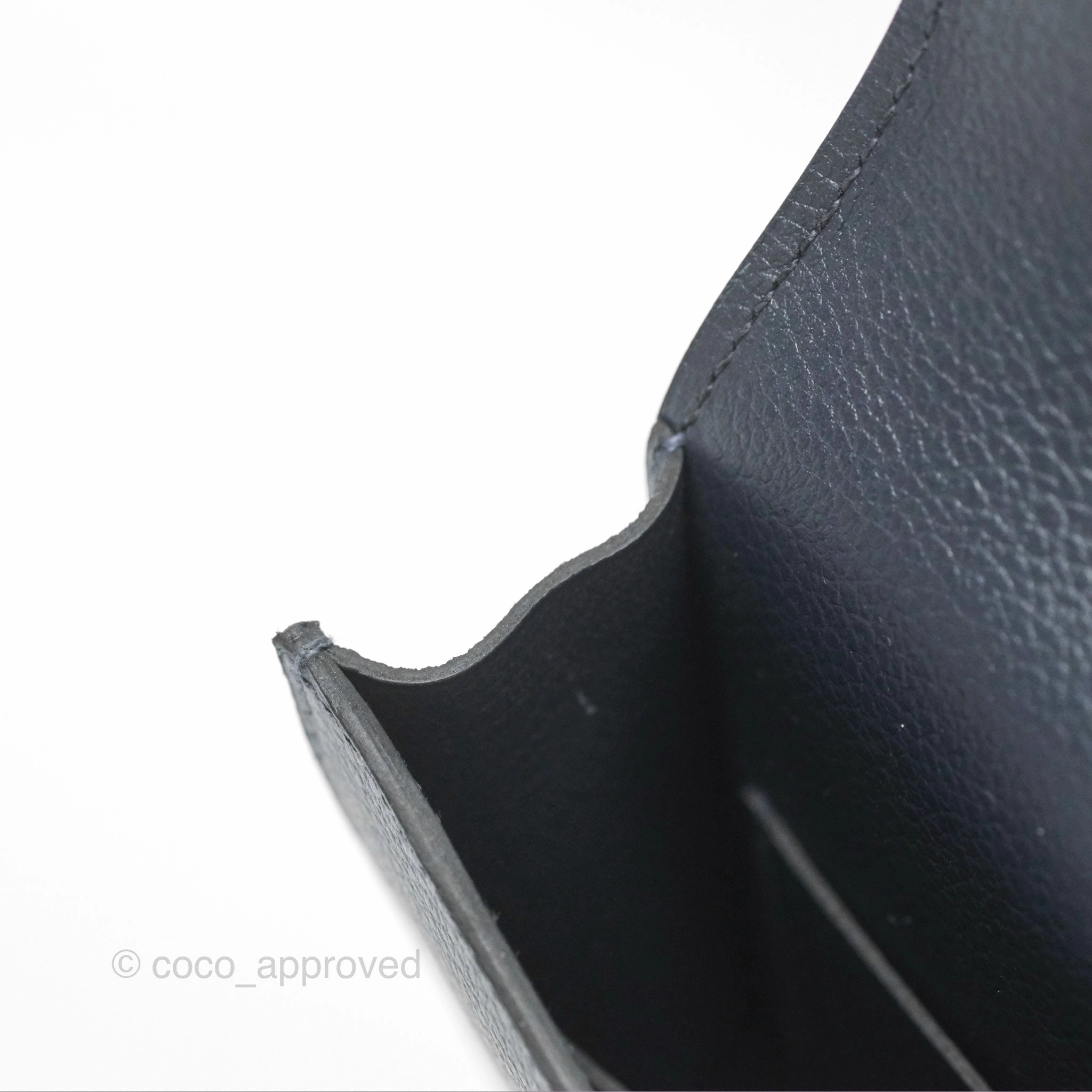Herms Constance Slim Wallet Bleu Nuit 2Z Evercolor Palladium Hardware