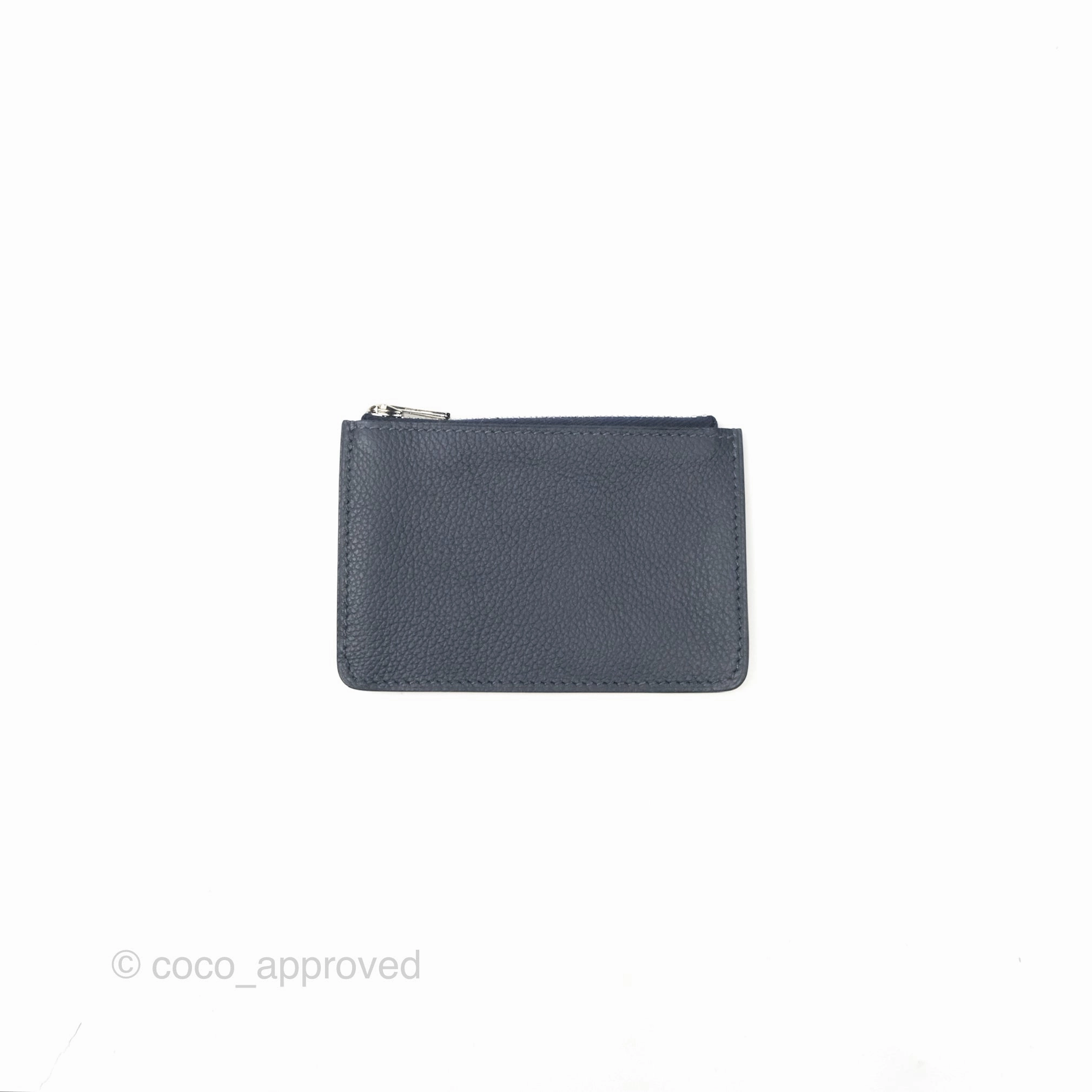 Herms Constance Slim Wallet Bleu Nuit 2Z Evercolor Palladium Hardware