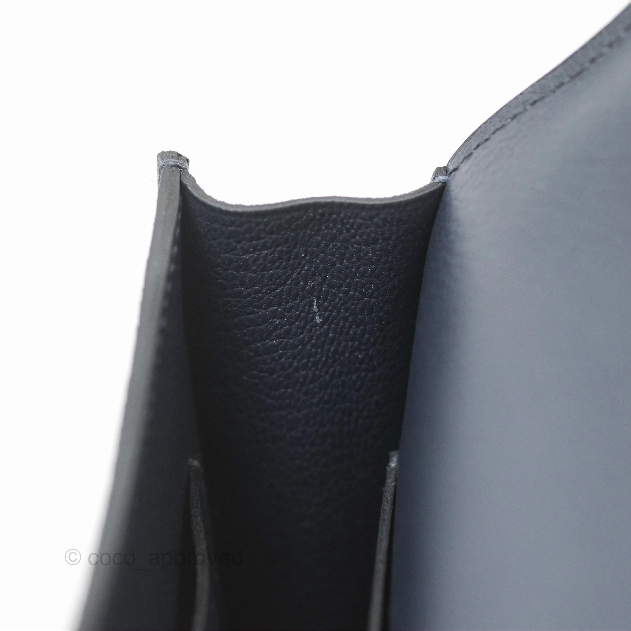 Herms Constance Slim Wallet Bleu Nuit 2Z Evercolor Palladium Hardware