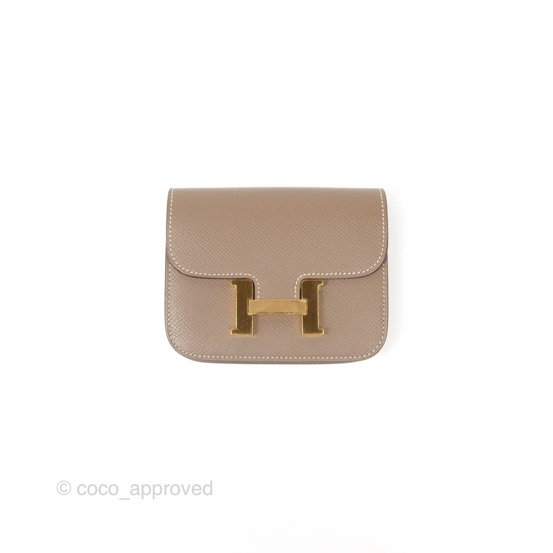Herms Constance Slim Wallet Etoupe Epsom Gold Hardware