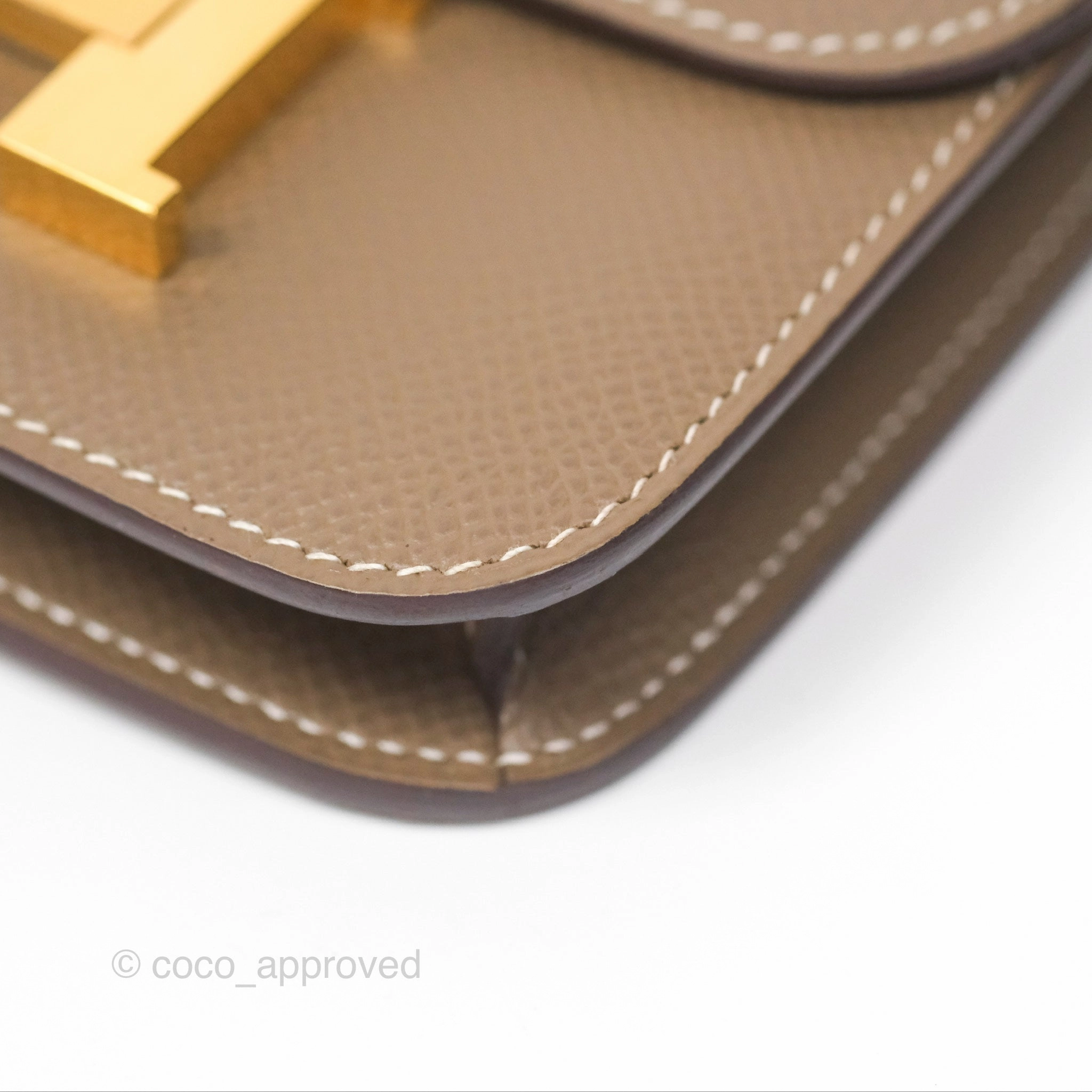 Herms Constance Slim Wallet Etoupe Epsom Gold Hardware