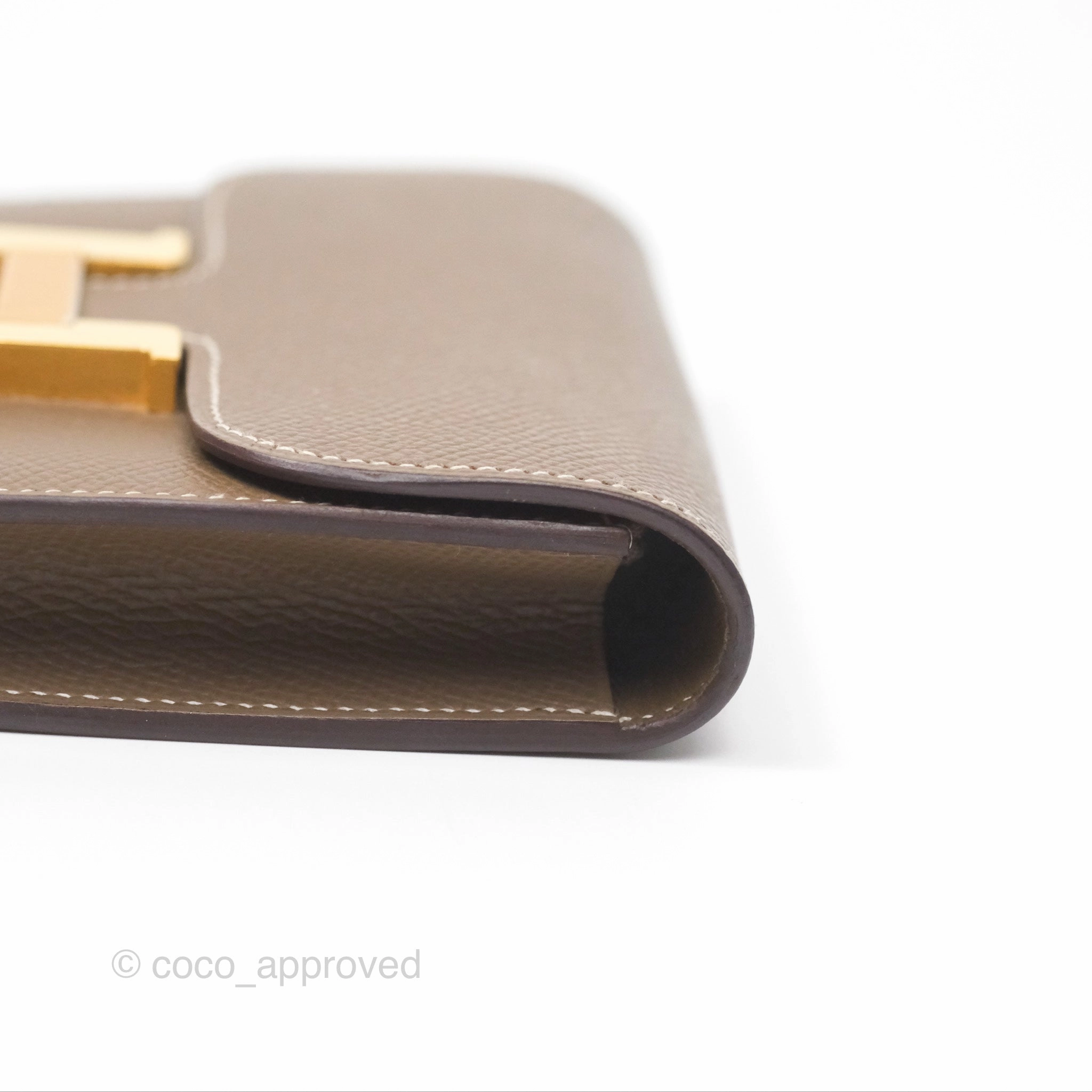 Herms Constance Slim Wallet Etoupe Epsom Gold Hardware