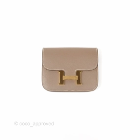 Herms Constance Slim Wallet Etoupe Epsom Gold Hardware