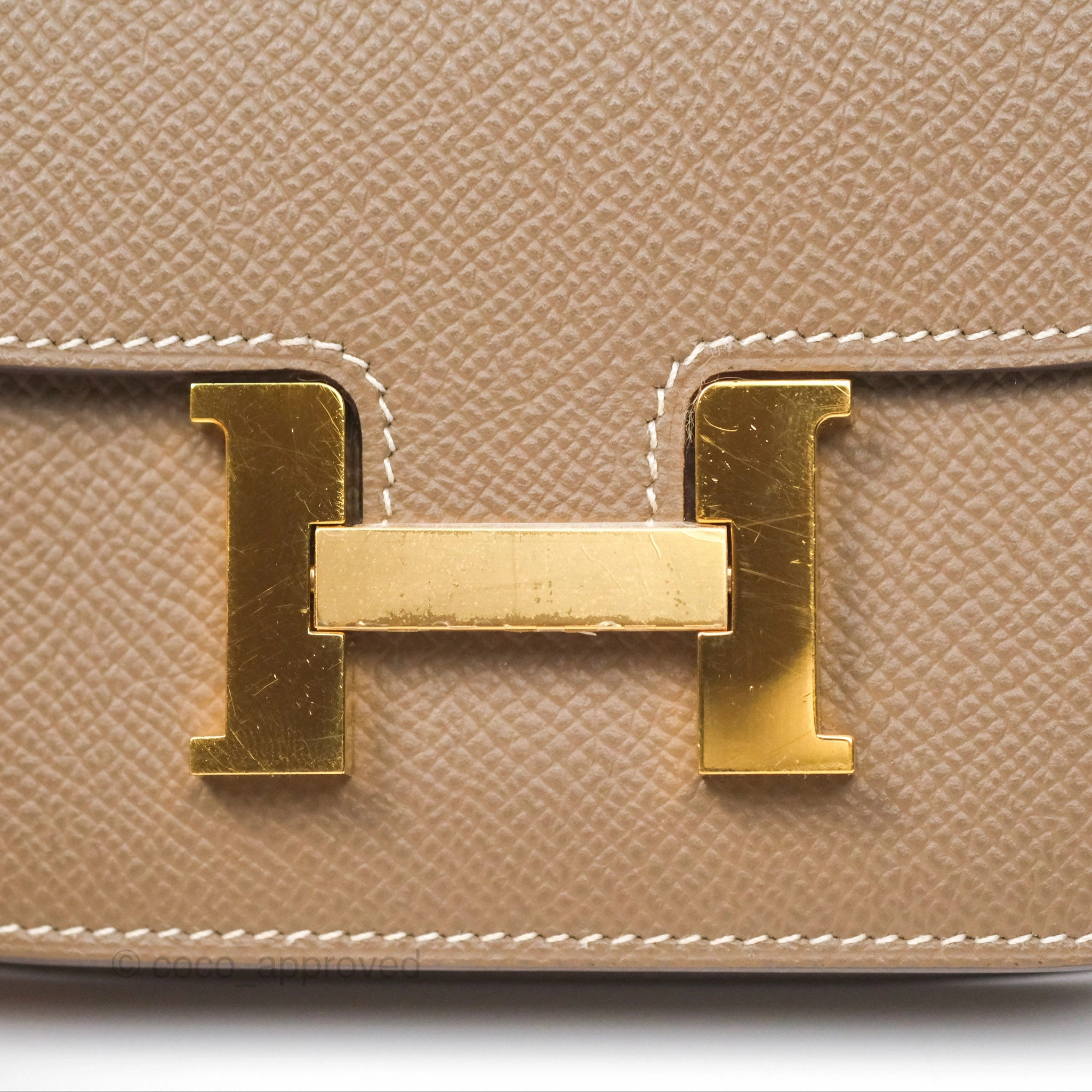 Herms Constance Slim Wallet Etoupe Epsom Gold Hardware