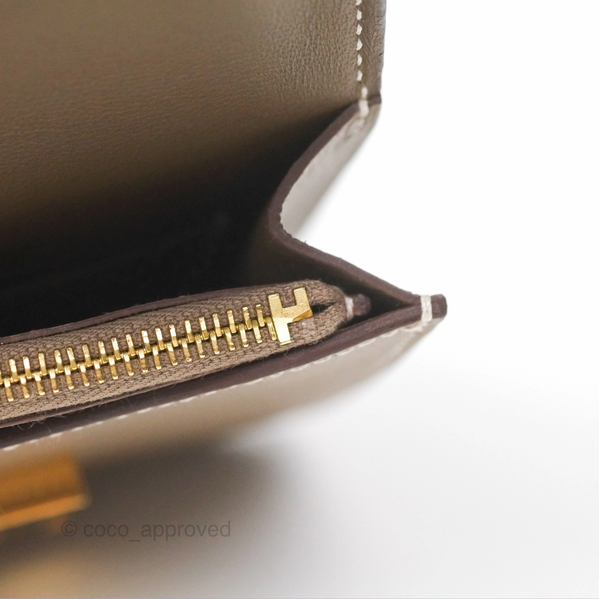 Herms Constance Slim Wallet Etoupe Epsom Gold Hardware