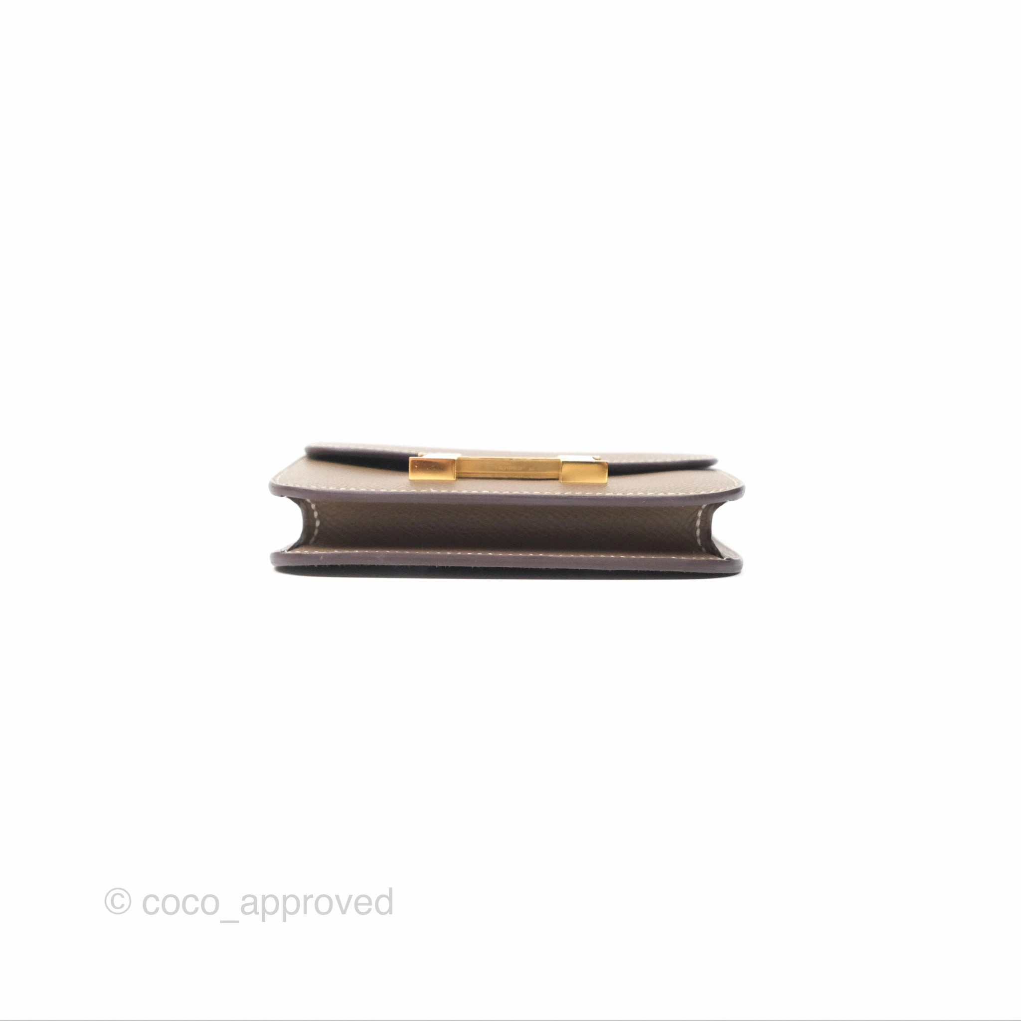 Herms Constance Slim Wallet Etoupe Epsom Gold Hardware