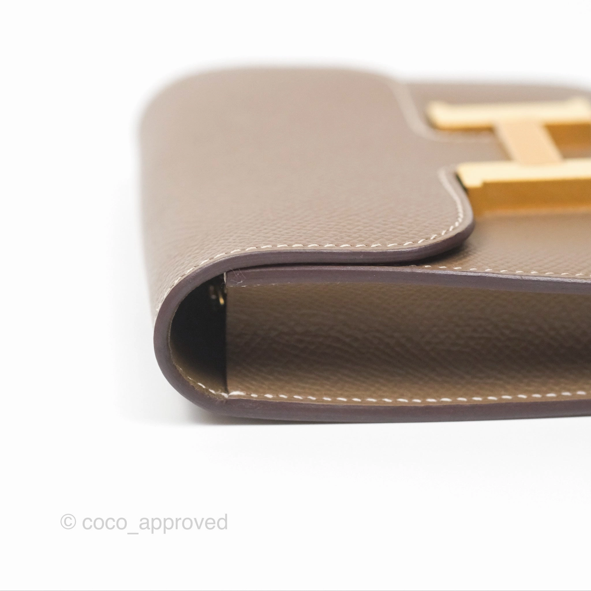 Herms Constance Slim Wallet Etoupe Epsom Gold Hardware