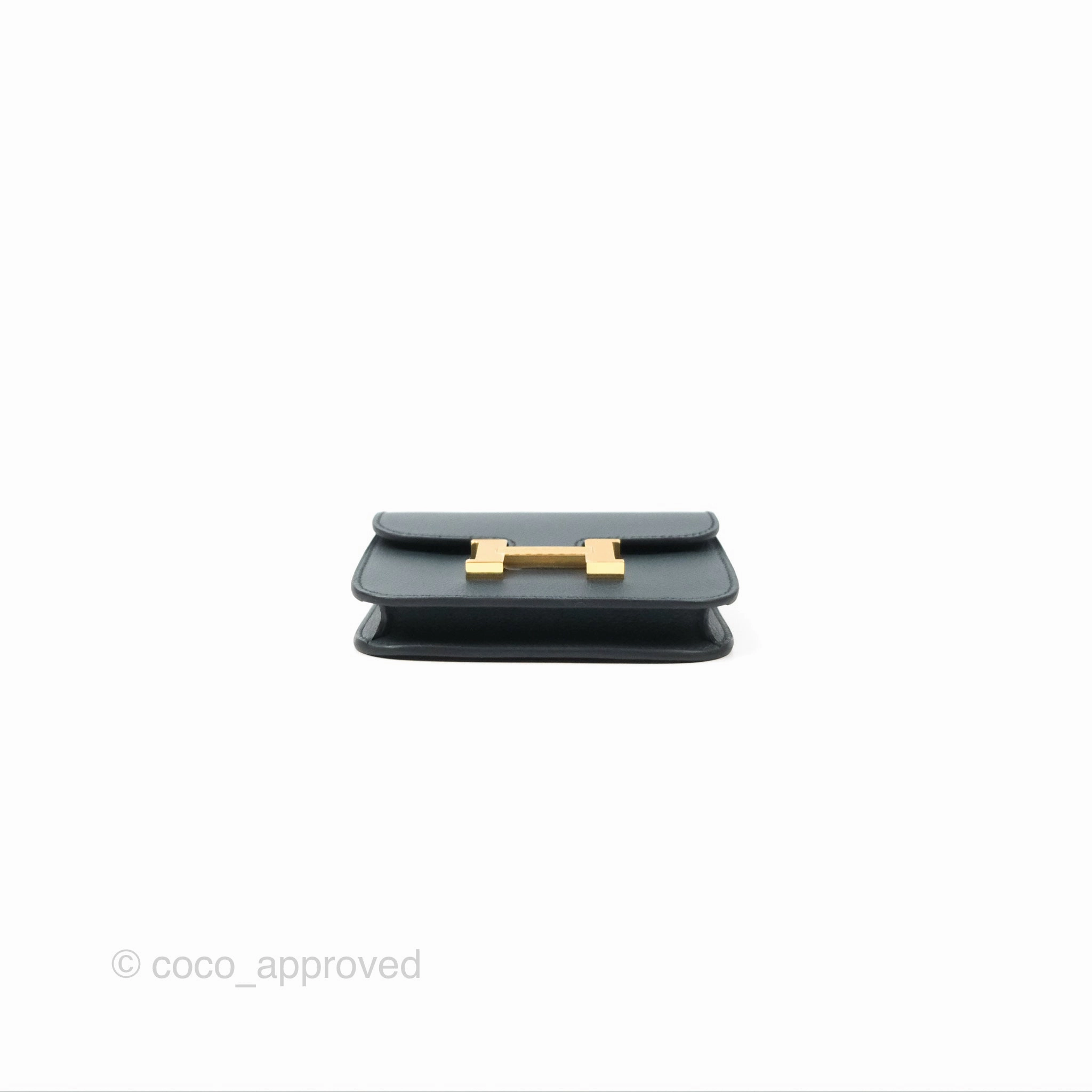 Herms Constance Slim Wallet Vert Rousseau / Mauve Pale Evercolor Gold Hardware
