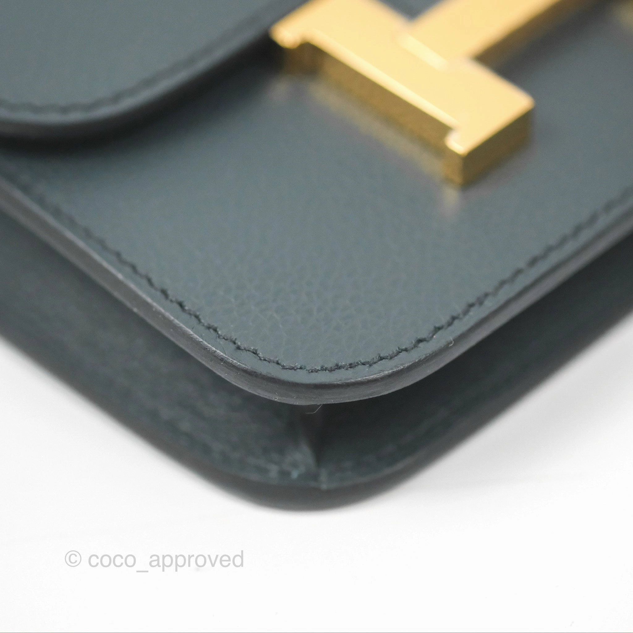 Herms Constance Slim Wallet Vert Rousseau / Mauve Pale Evercolor Gold Hardware