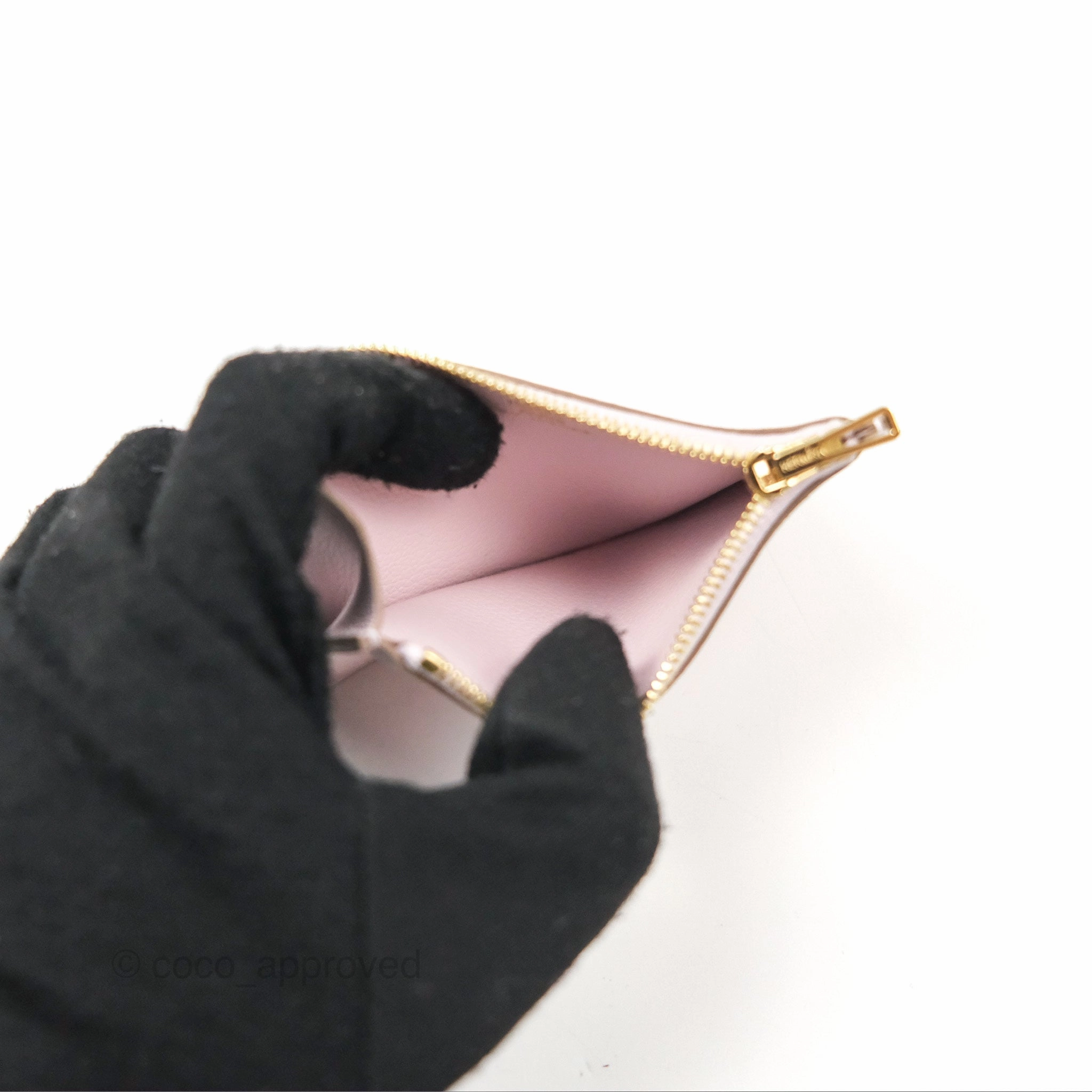 Herms Constance Slim Wallet Vert Rousseau / Mauve Pale Evercolor Gold Hardware