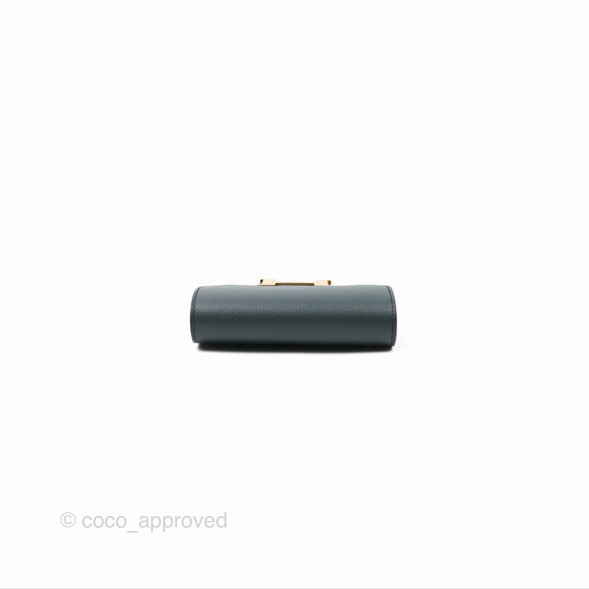 Herms Constance Slim Wallet Vert Rousseau / Mauve Pale Evercolor Gold Hardware