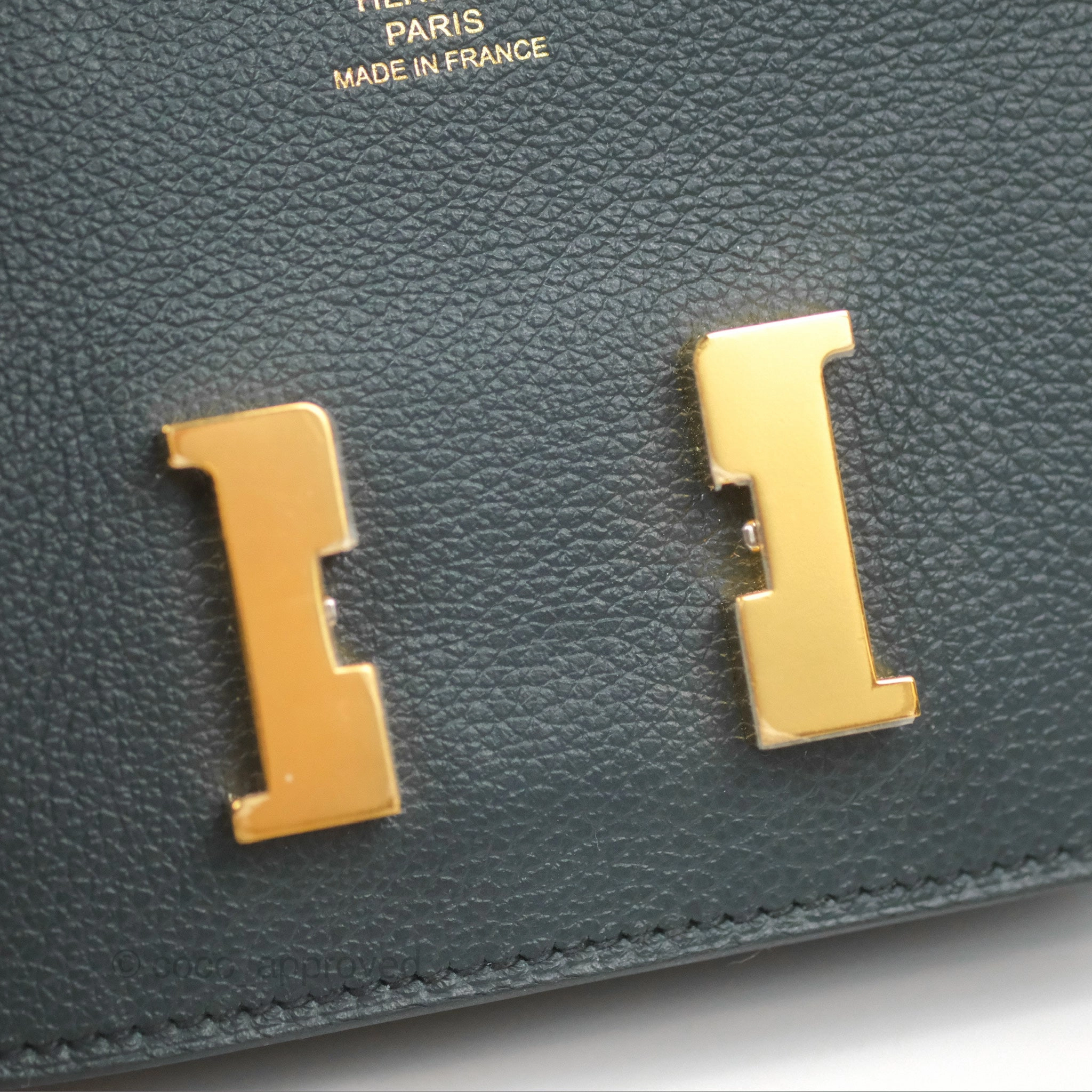 Herms Constance Slim Wallet Vert Rousseau / Mauve Pale Evercolor Gold Hardware