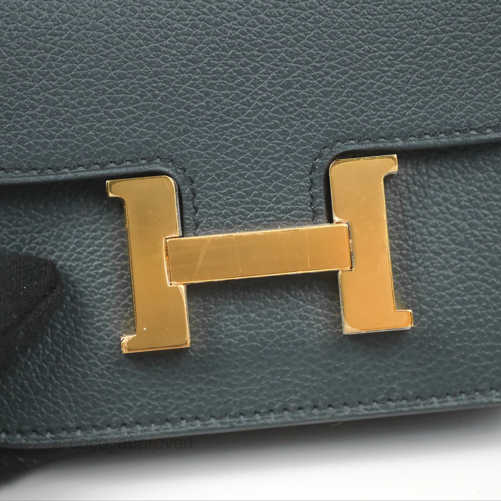 Herms Constance Slim Wallet Vert Rousseau / Mauve Pale Evercolor Gold Hardware