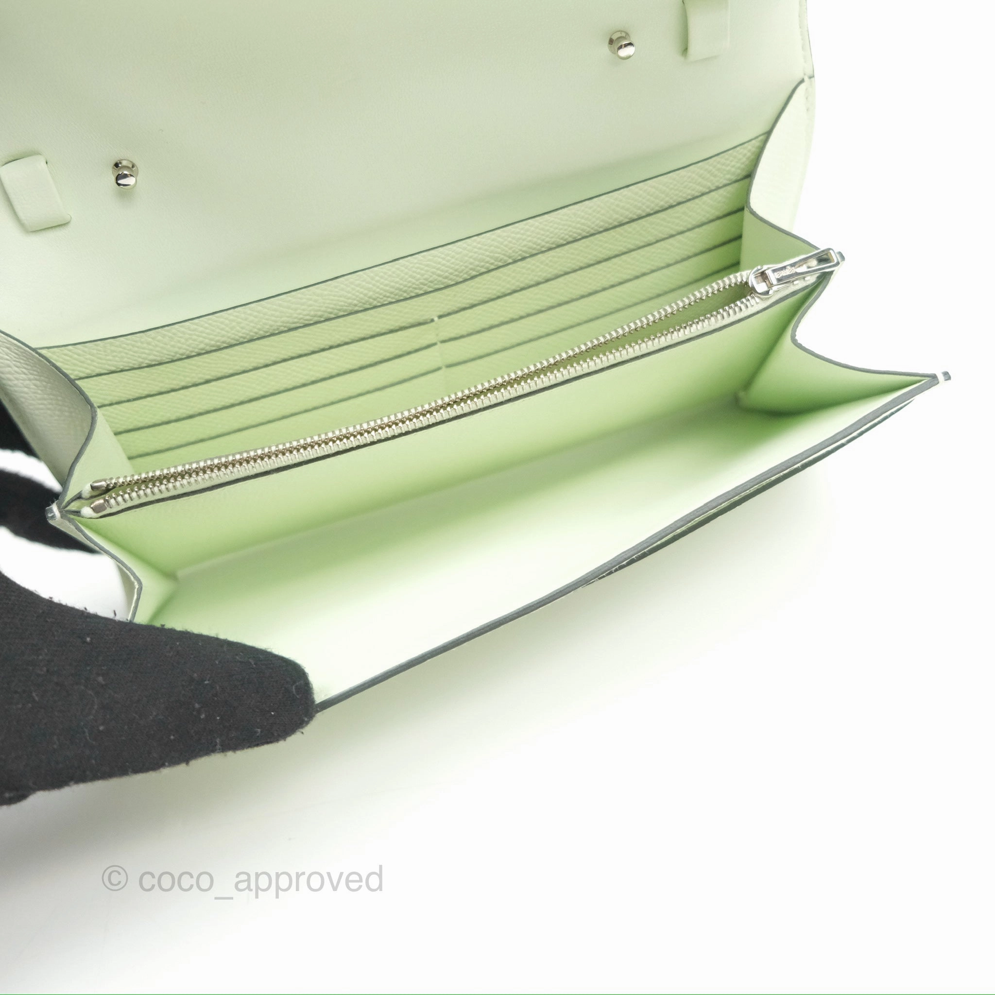 Herms Constance To Go Wallet Vert Fizz Epsom Palladium Hardware