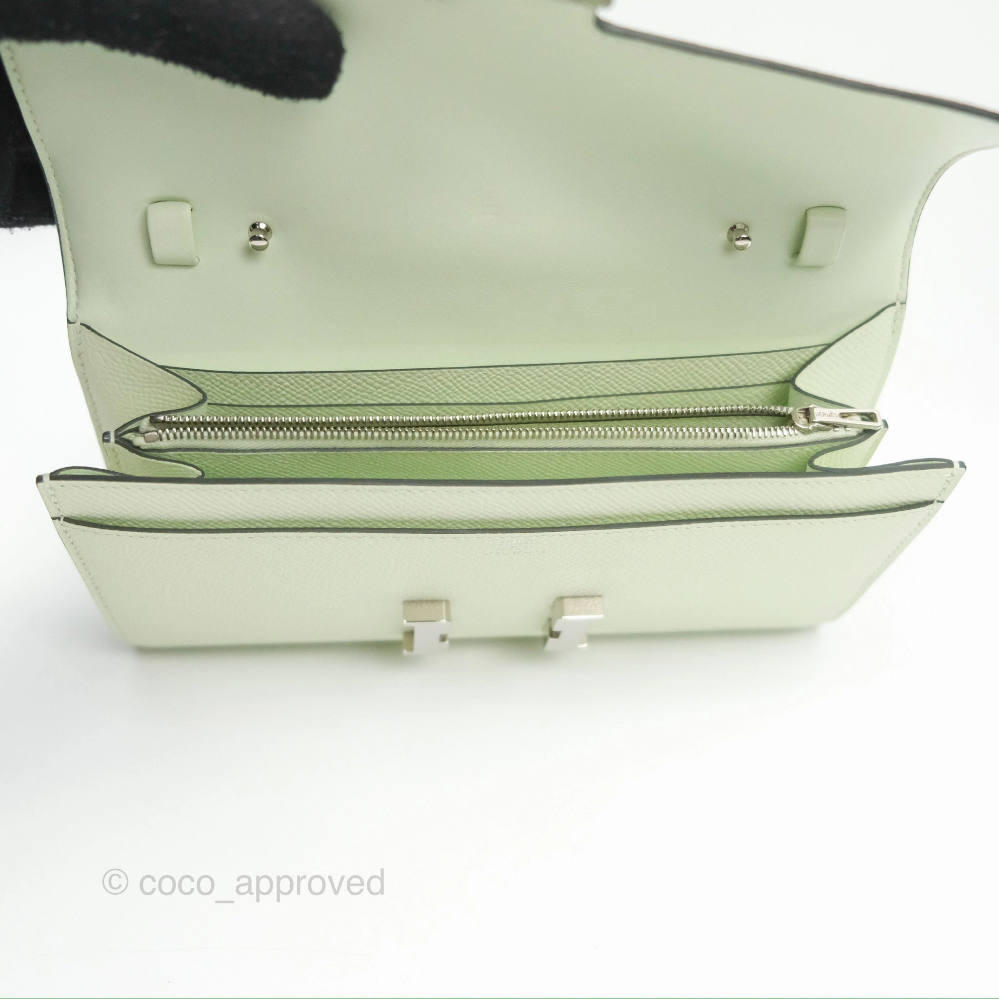 Herms Constance To Go Wallet Vert Fizz Epsom Palladium Hardware