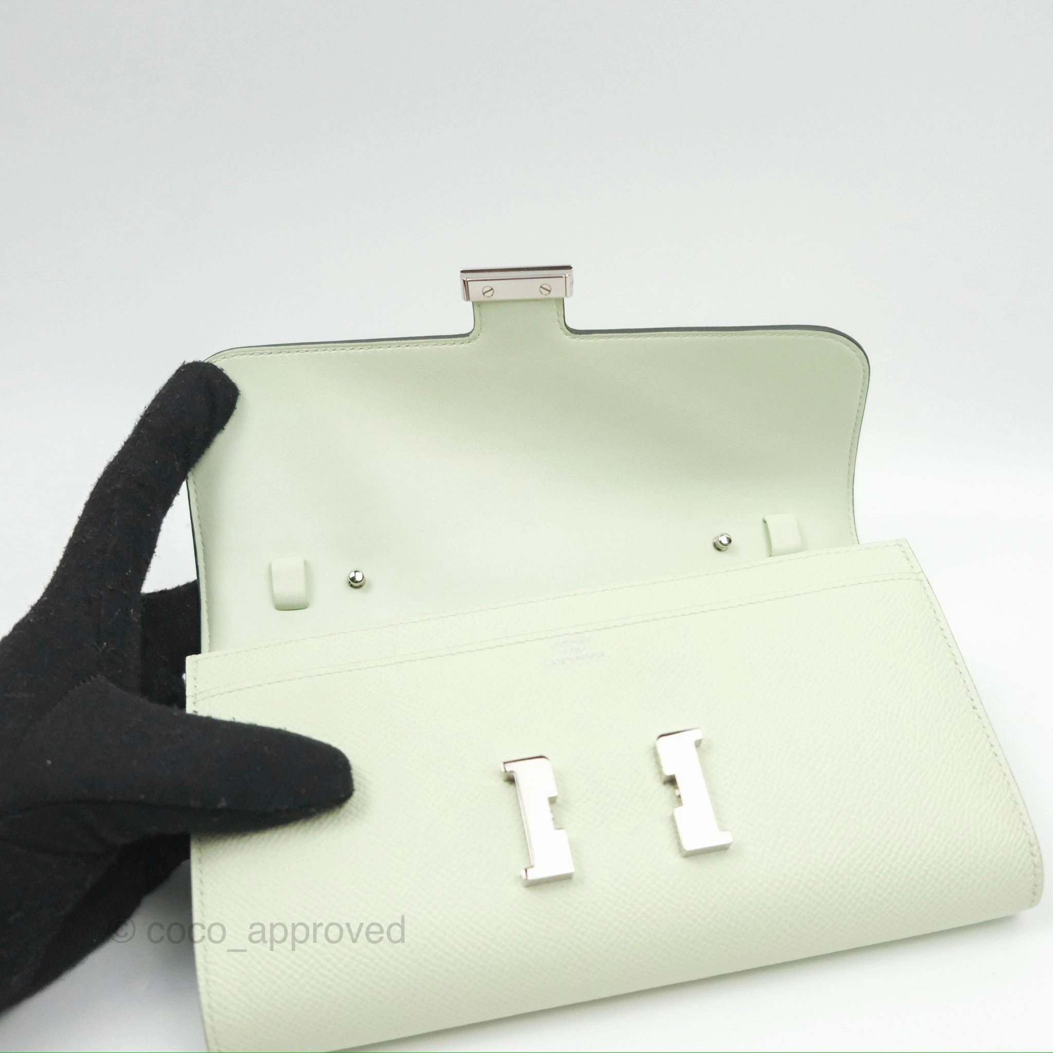 Herms Constance To Go Wallet Vert Fizz Epsom Palladium Hardware