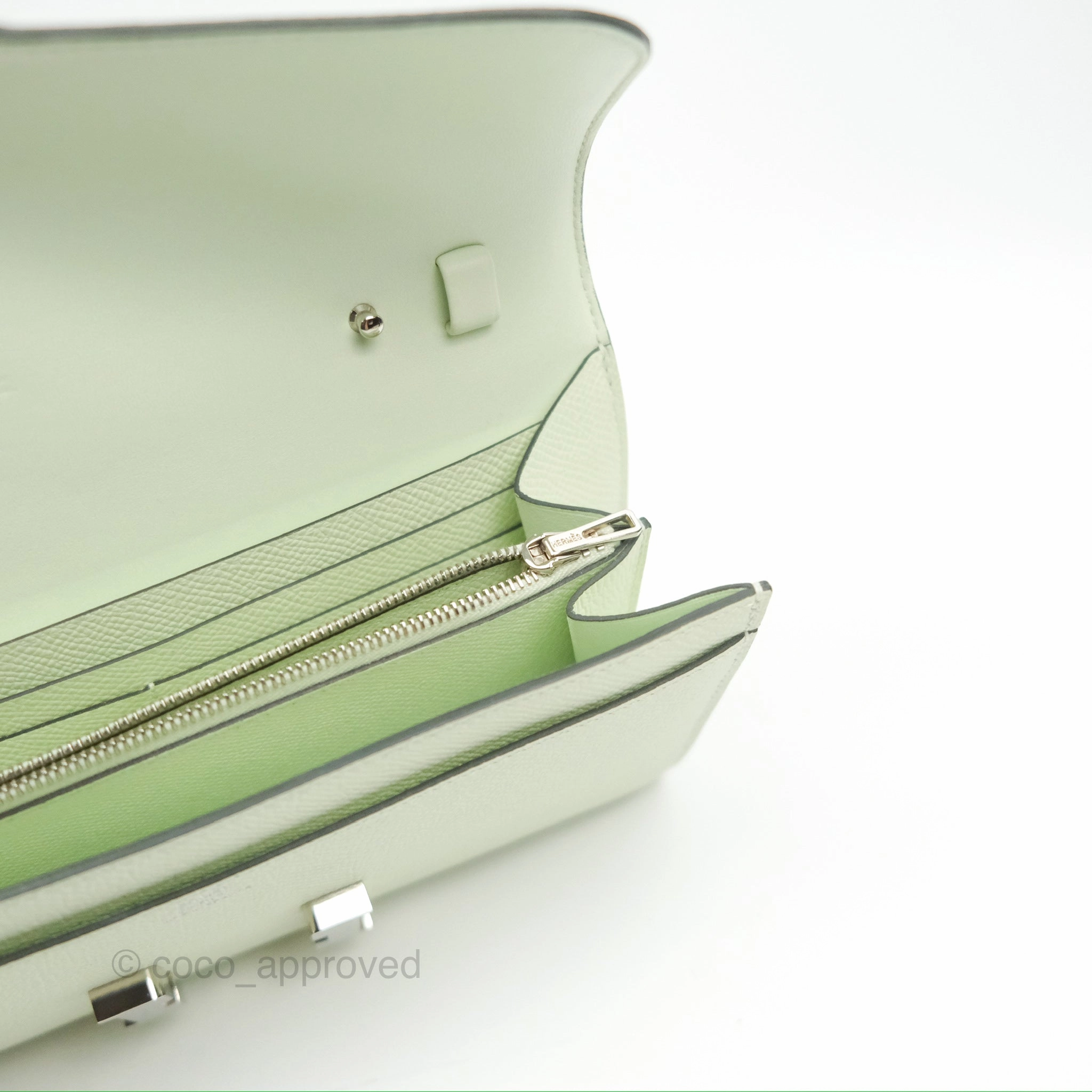 Herms Constance To Go Wallet Vert Fizz Epsom Palladium Hardware