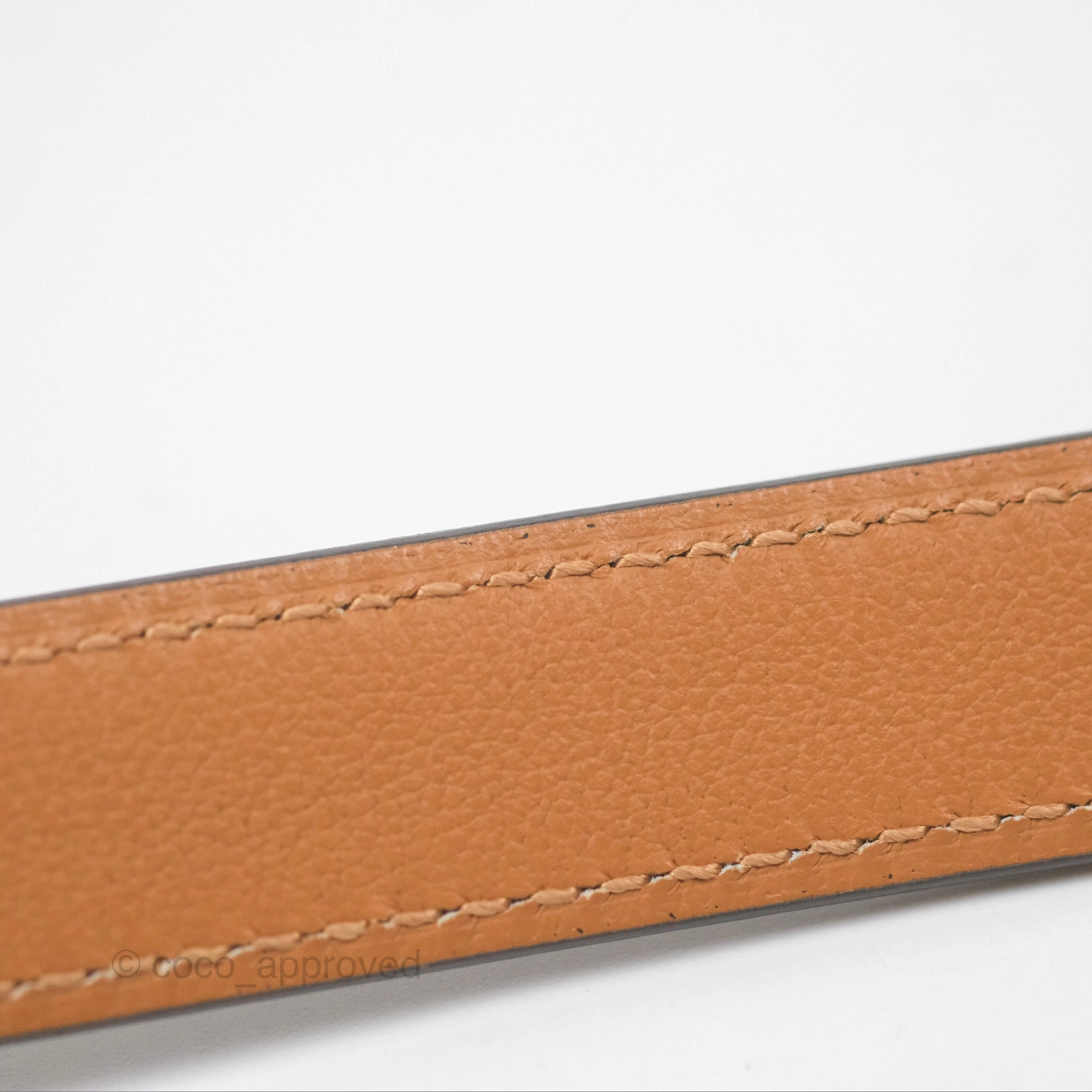 Herms Epsom Kelly Buckle Belt Etoupe 18 Rose Gold Hardware