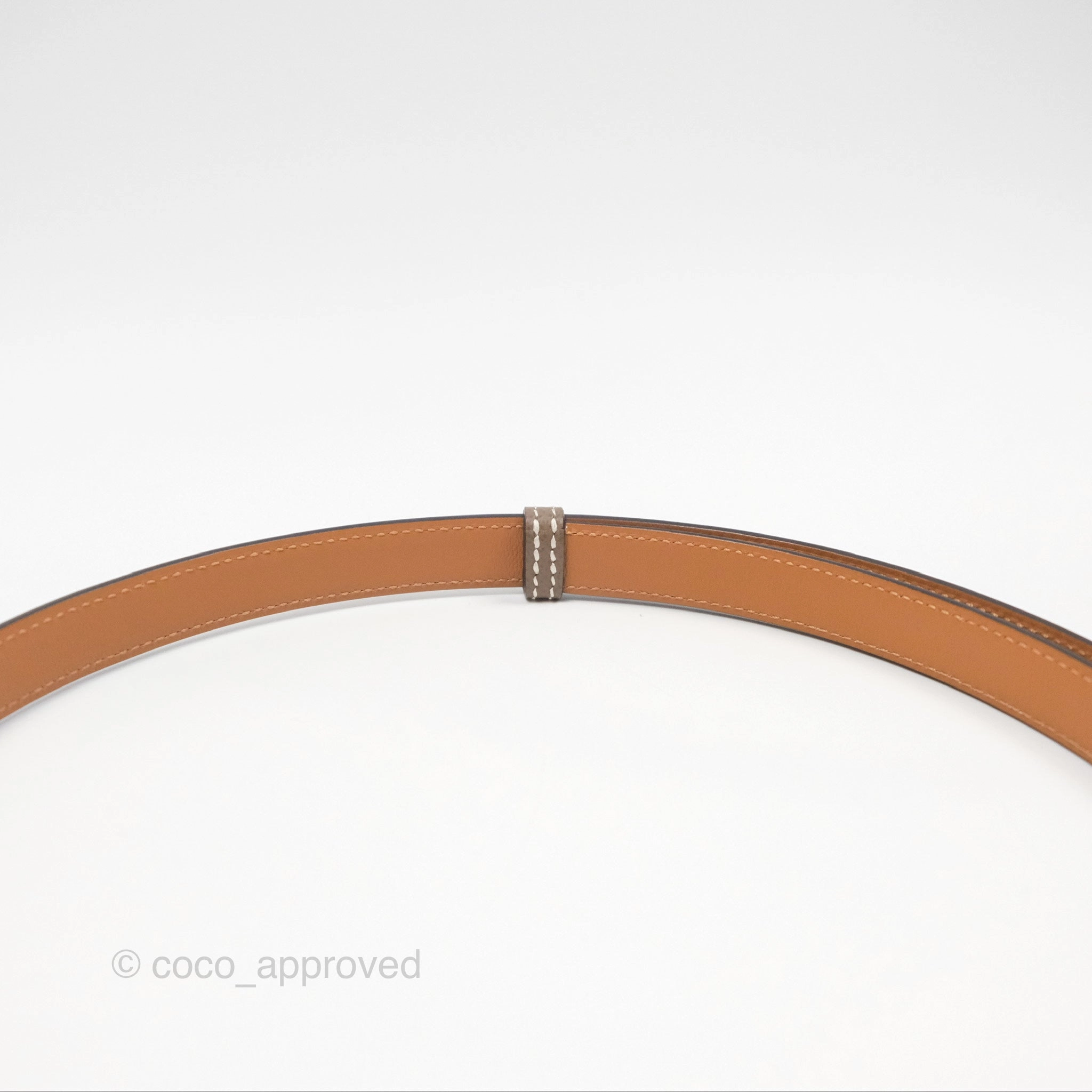 Herms Epsom Kelly Buckle Belt Etoupe 18 Rose Gold Hardware