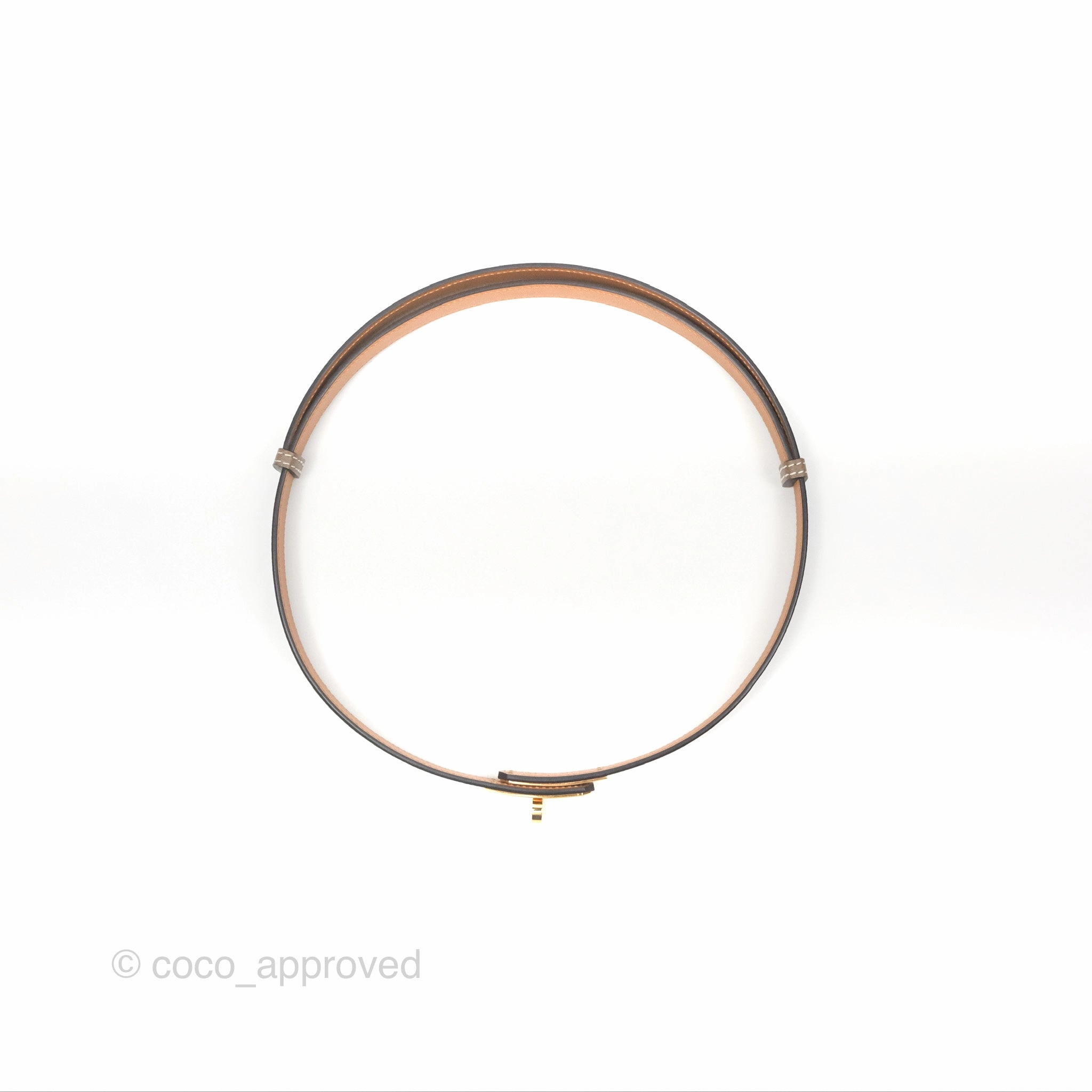 Herms Epsom Kelly Buckle Belt Etoupe 18 Rose Gold Hardware