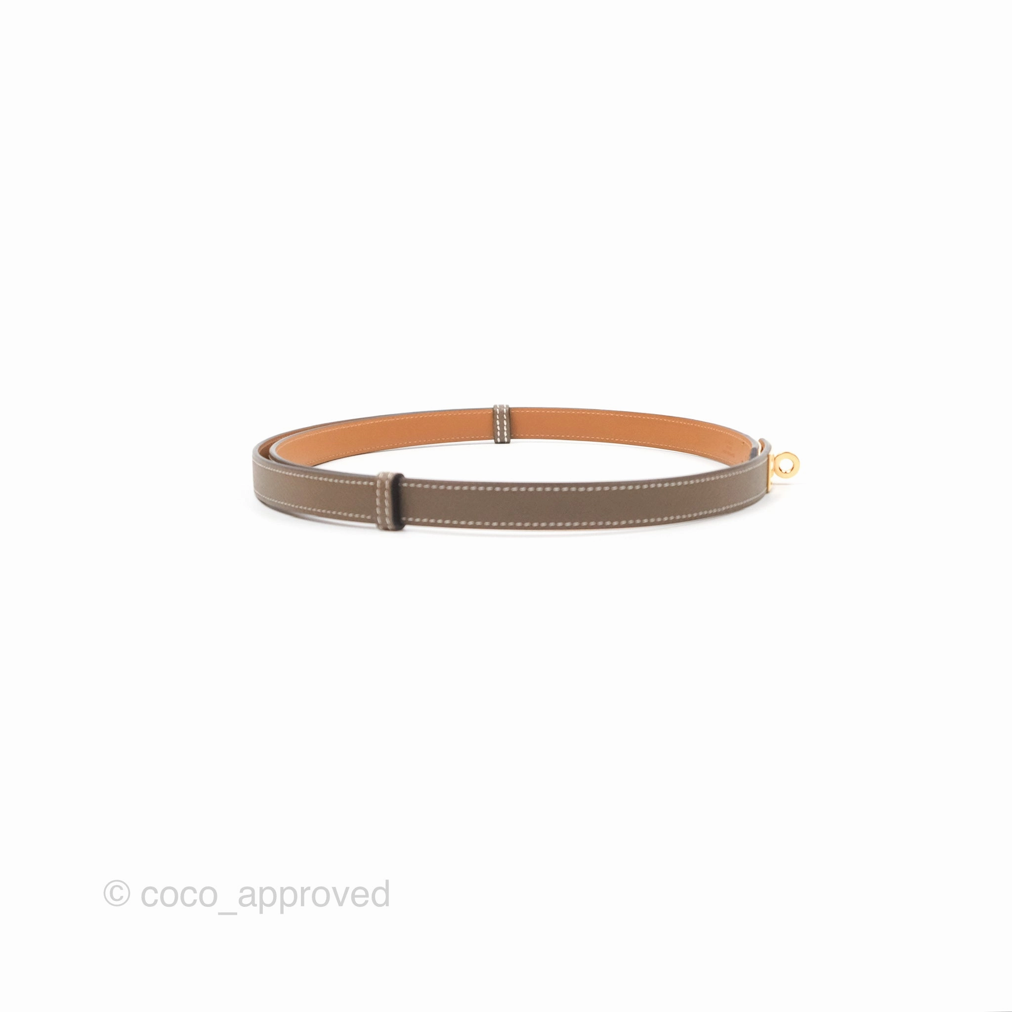 Herms Epsom Kelly Buckle Belt Etoupe 18 Rose Gold Hardware