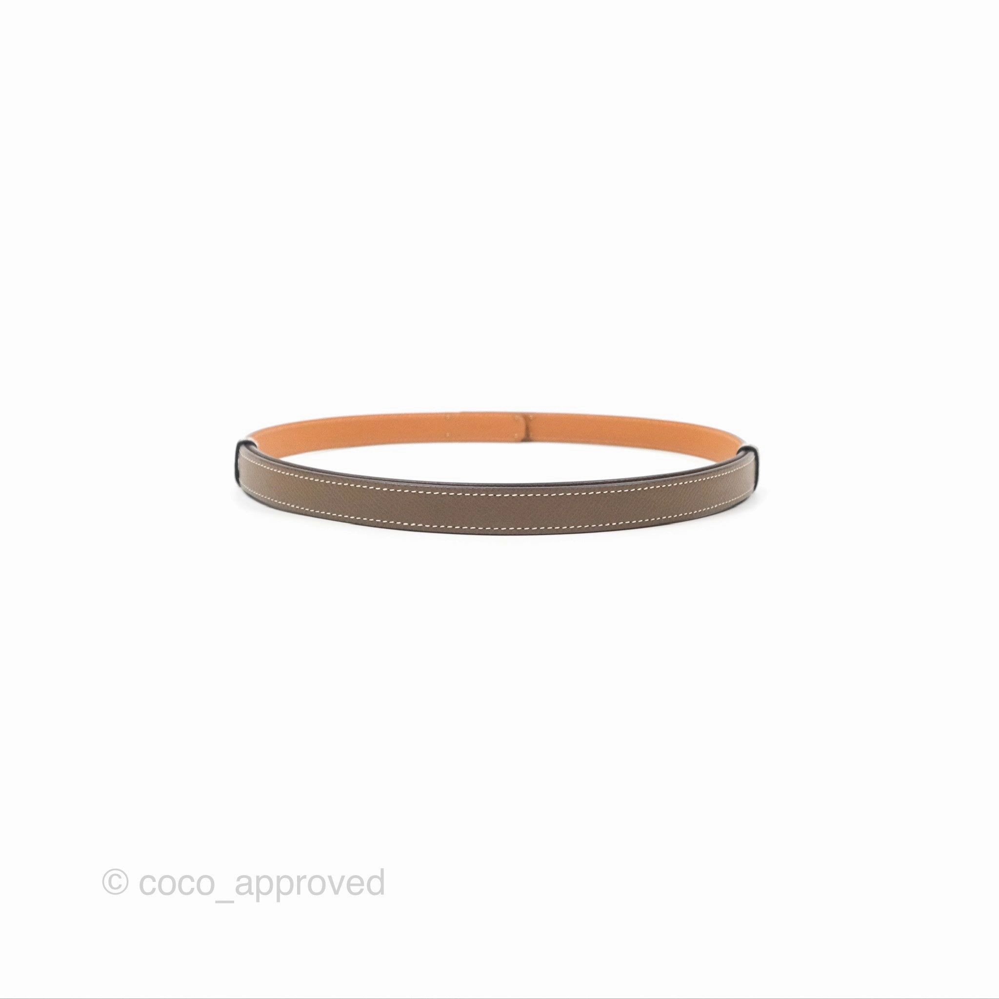 Herms Epsom Kelly Buckle Belt Etoupe 18 Rose Gold Hardware