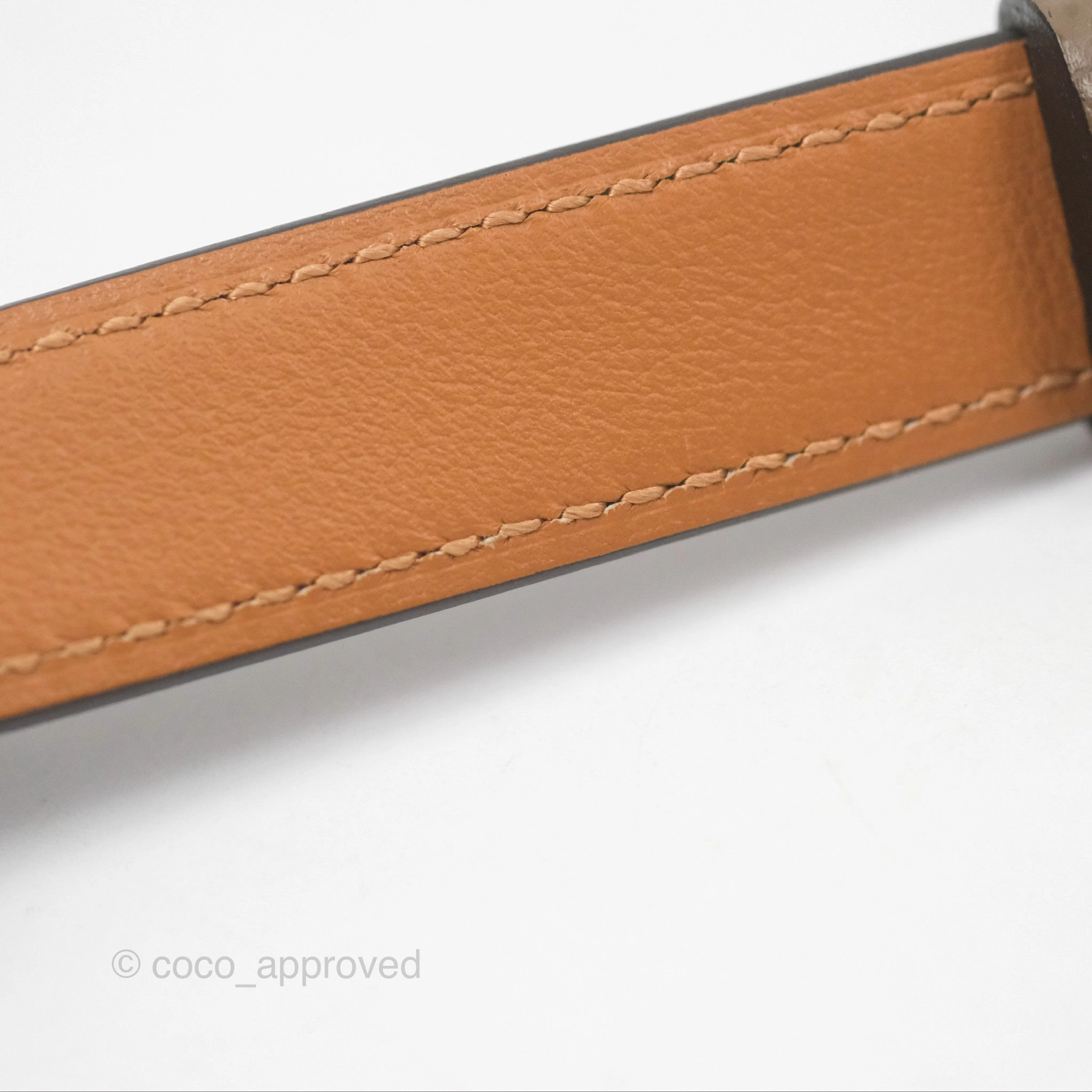 Herms Epsom Kelly Buckle Belt Etoupe 18 Rose Gold Hardware