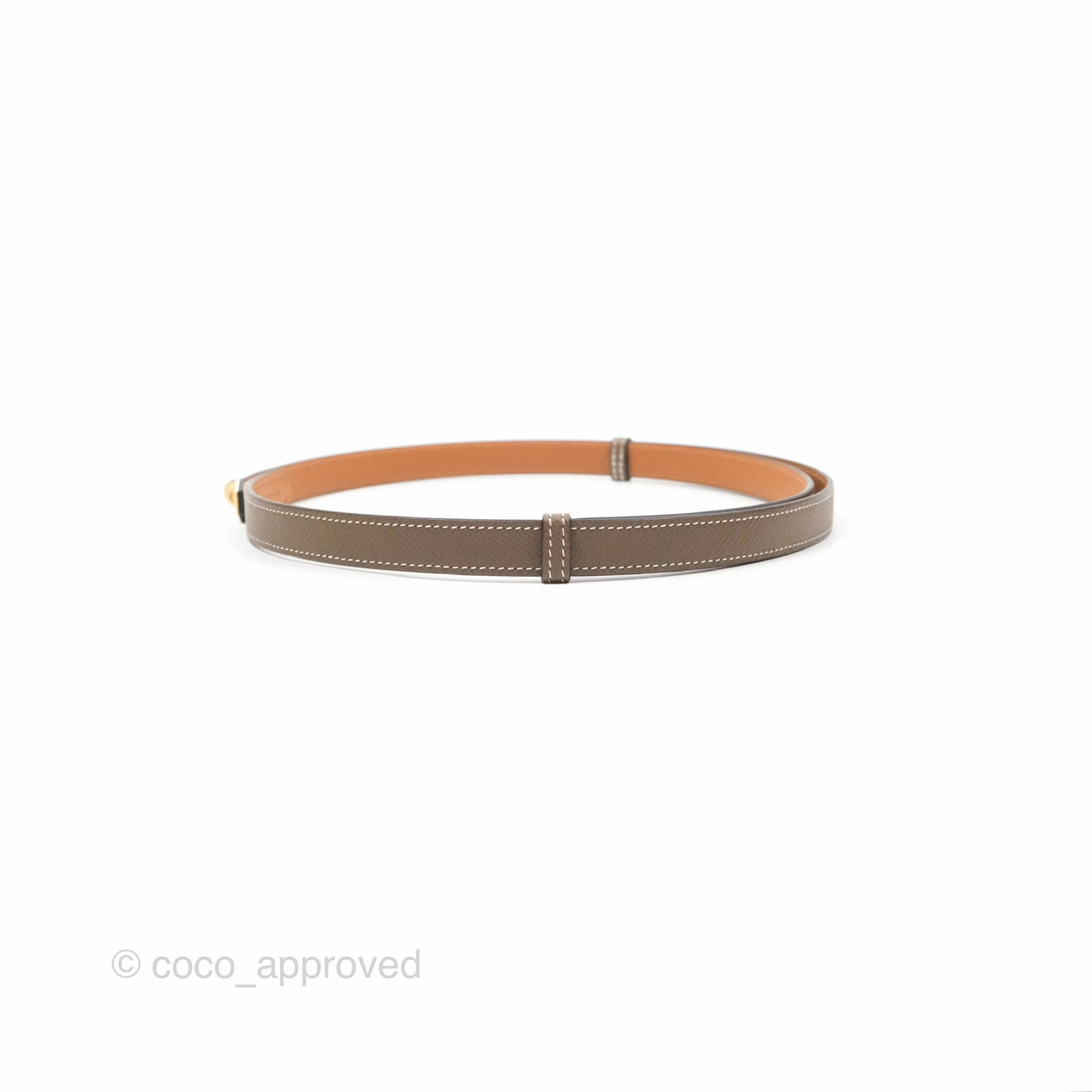Herms Epsom Kelly Buckle Belt Etoupe 18 Rose Gold Hardware