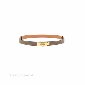 Herms Epsom Kelly Buckle Belt Etoupe 18 Rose Gold Hardware
