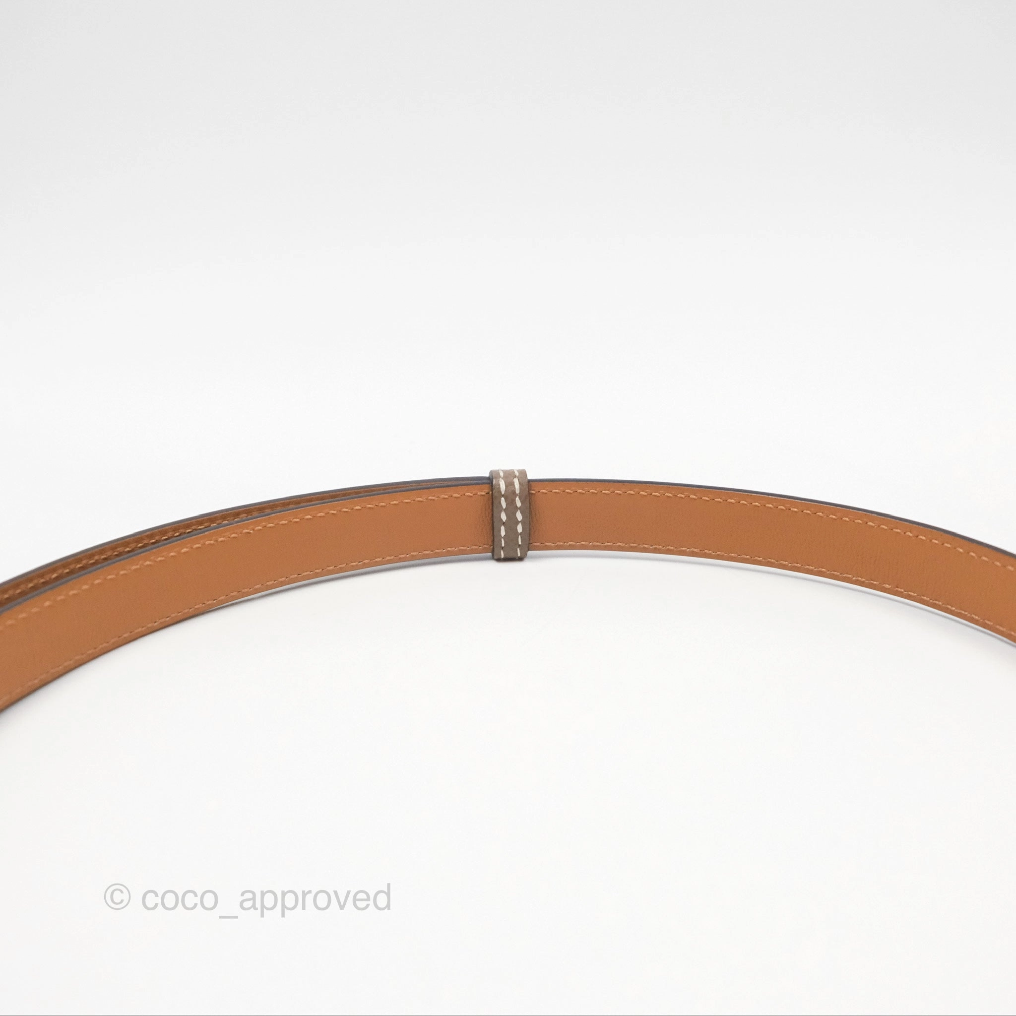 Herms Epsom Kelly Buckle Belt Etoupe 18 Rose Gold Hardware