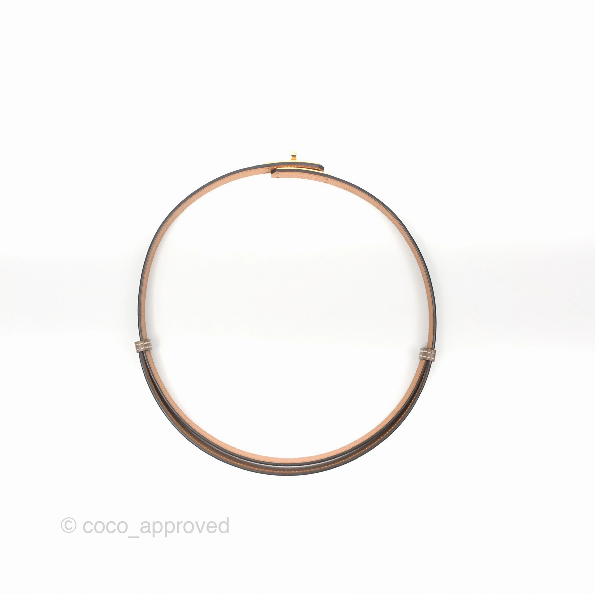 Herms Epsom Kelly Buckle Belt Etoupe 18 Rose Gold Hardware